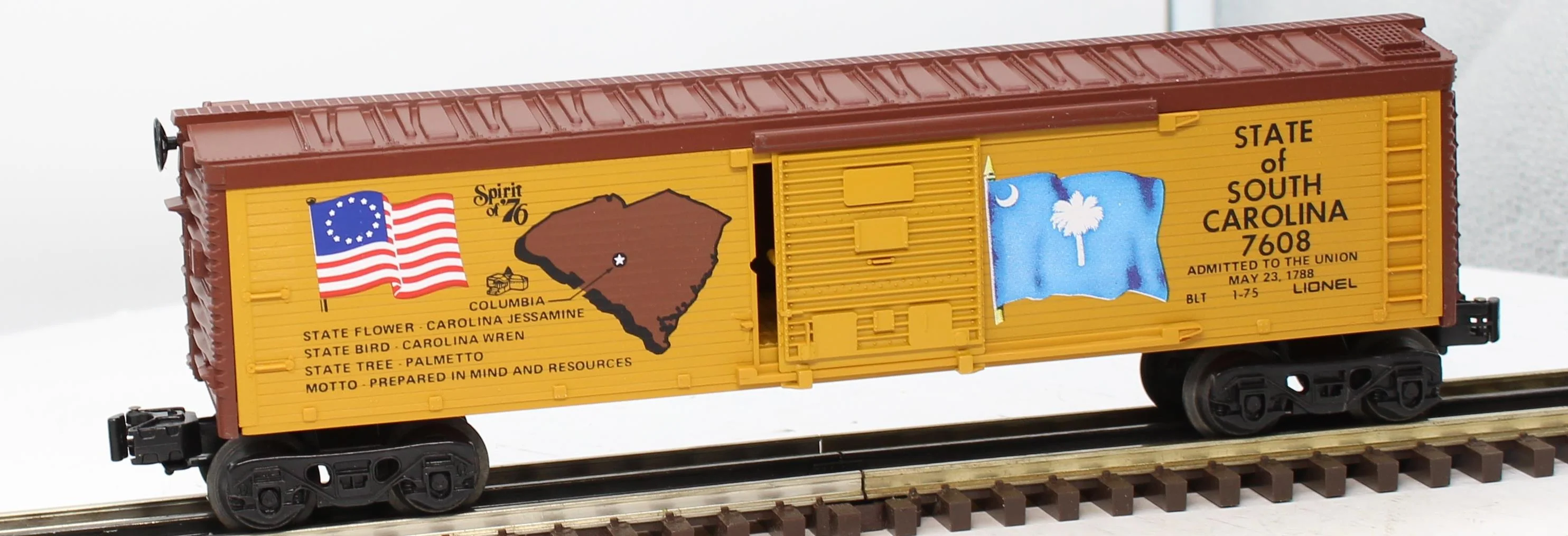 Lionel 6-7608 SOUTH CAROLINA Spirit of 76 State of South Carolina boxcar O Scale Like New - Image 3