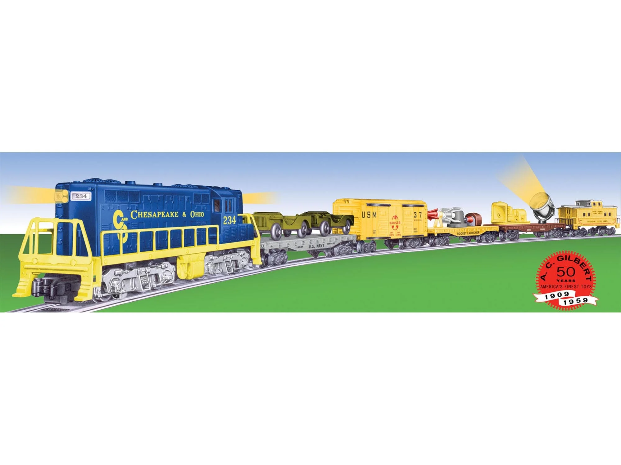 Lionel American  Flyer Chesapeake Ohio C&O 6-49624 1959 DEFENDER SET Remake S SCALE NEW