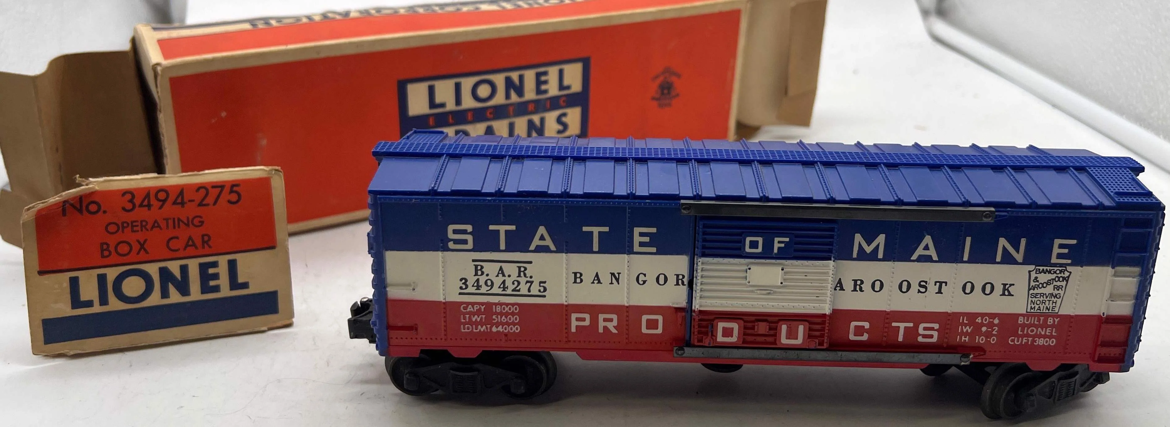 Lionel Postwar 3494-275 STATE OF MAINE Operating Box Car  O SCALE Used Excellent Damaged Box - Image 6
