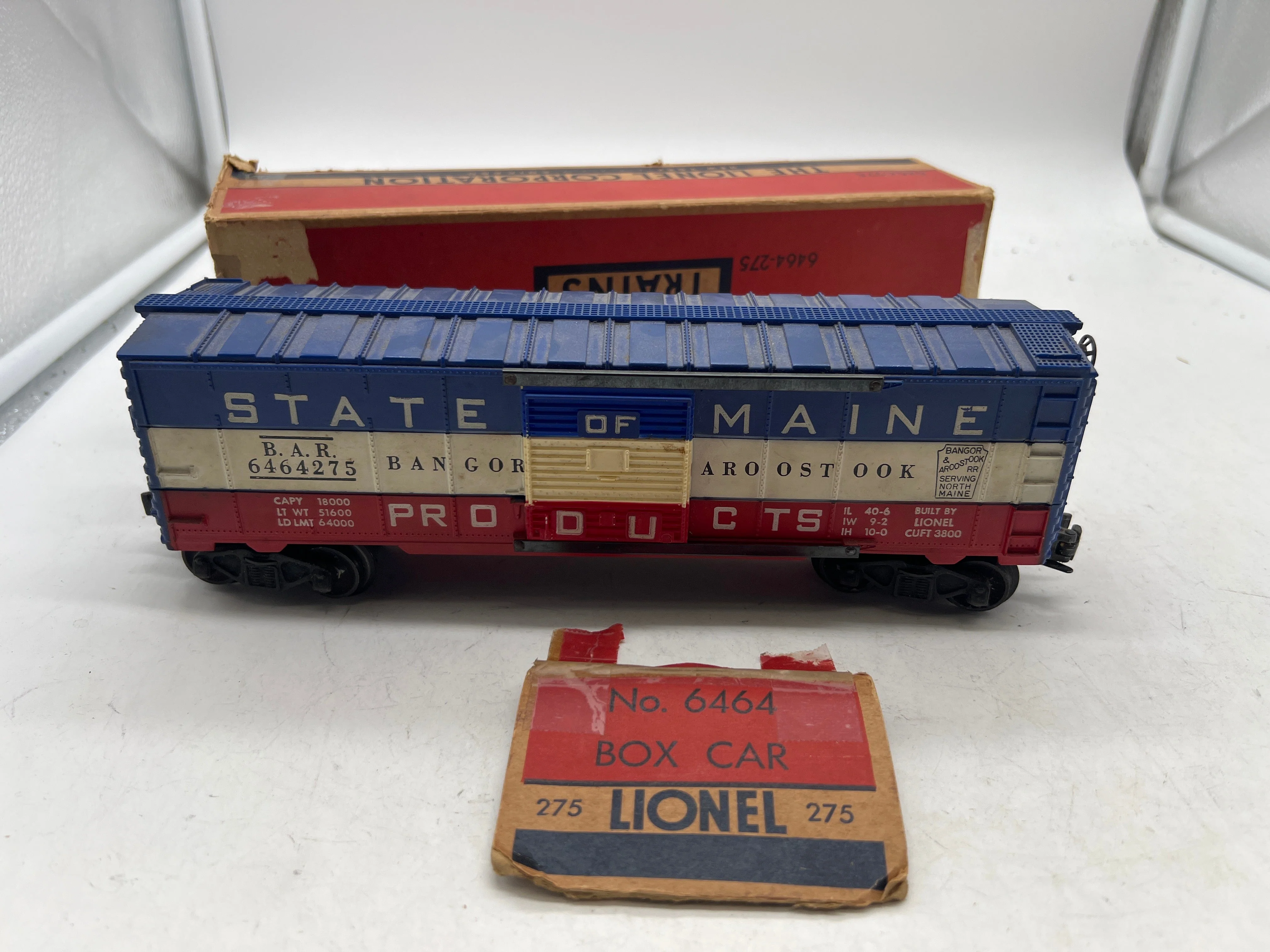Lionel Postwar 6464-275 STATE OF MAINE Box Car O Scale Used Damaged Box - Image 6