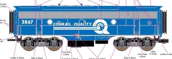 MTH Premier 20-22047-1 Brady's Train Outlet Custom Conrail F7A # 1792, 20-22048-1 F7A #1648 AND 20-22047-3 F7B #3867 (Set of 3) Limited O Scale NEW IN STOCK - Image 6