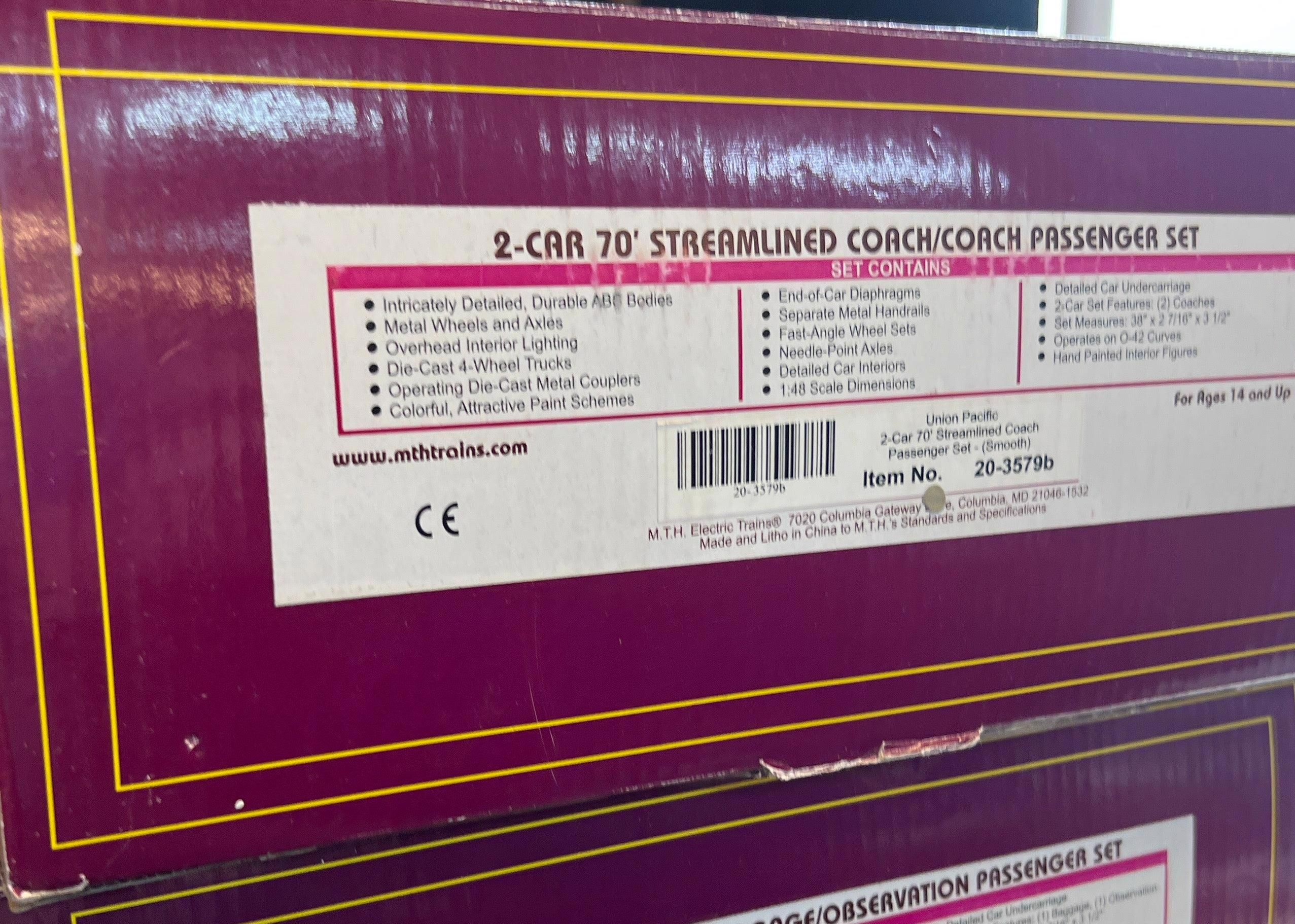 MTH 20-3579a, 20-3579b Union Pacific Passenger Set (Set of 4 cars) O Scale Like New - Image 7