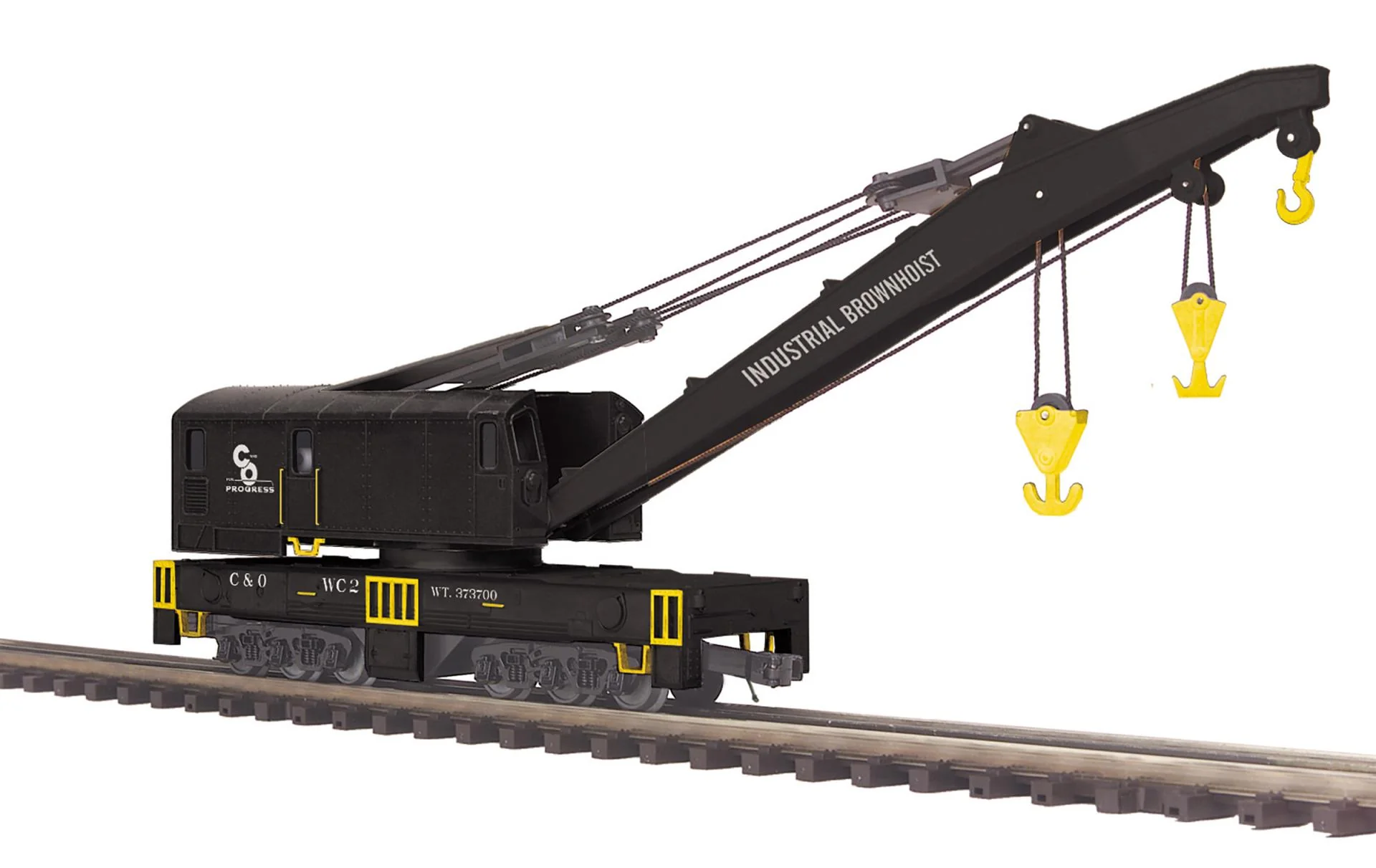 MTH 20-95457, 20-95458 Chesapeake & Ohio Crane Car and Crane Tender (Set of 2) O Scale NEW - Image 2