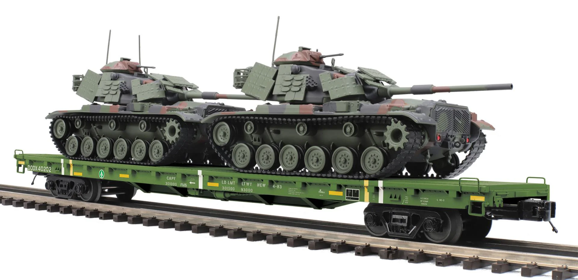 MTH 20-95469 U.S. Army 60 Flat Car w/(2) M60 Tanks O Scale NEW - Image 2