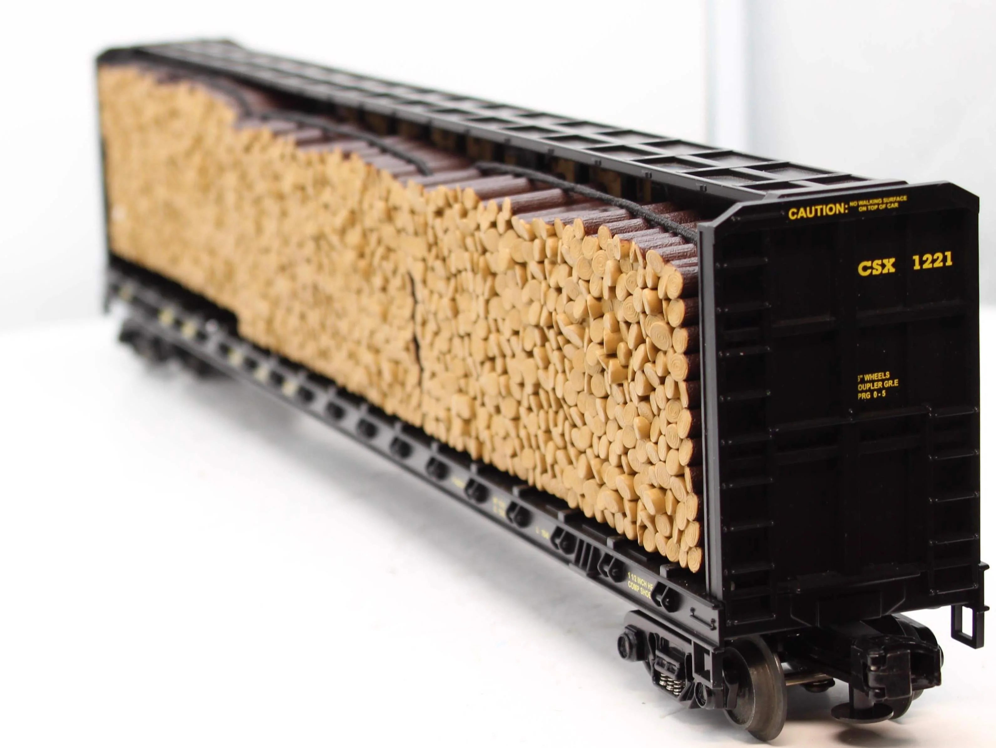 MTH 20-98211 CSX Center I Beam FlatCar W/log load O SCALE Like New - Image 4
