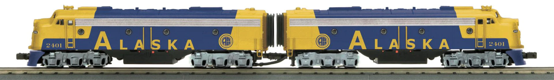 MTH 30-20393-1, 30-20393-3 Alaska E-8 AA Diesel Engine Set w/Proto-Sound 3.0 Road #2401 #2402 and B-Unit Cab #1508 (Set) O Scale NEW