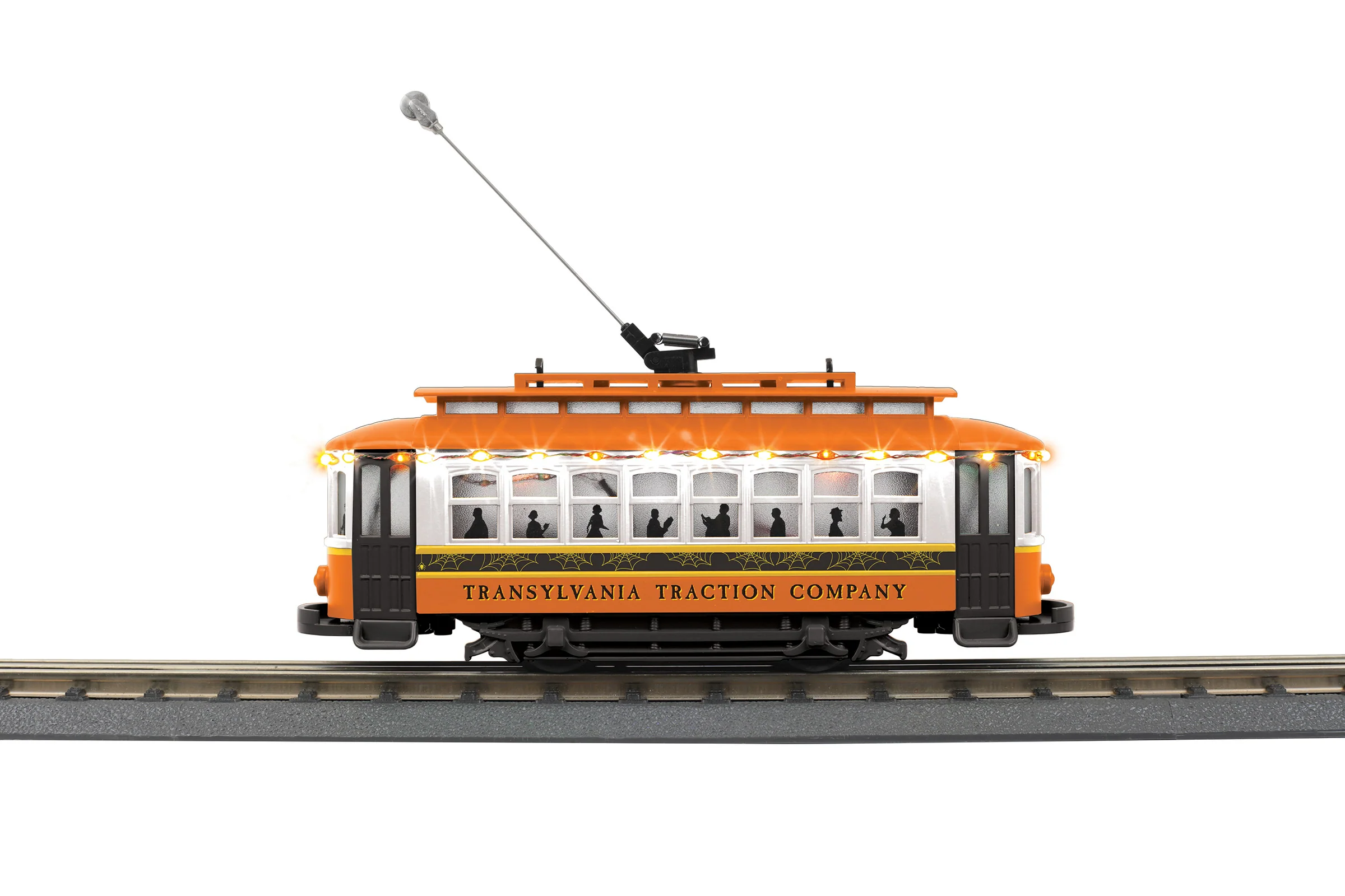 MTH Railking 30-5226 Transylvania Bump-n-Go Trolley With LED Lights  Traction Co. #1031. O SCALE NEW