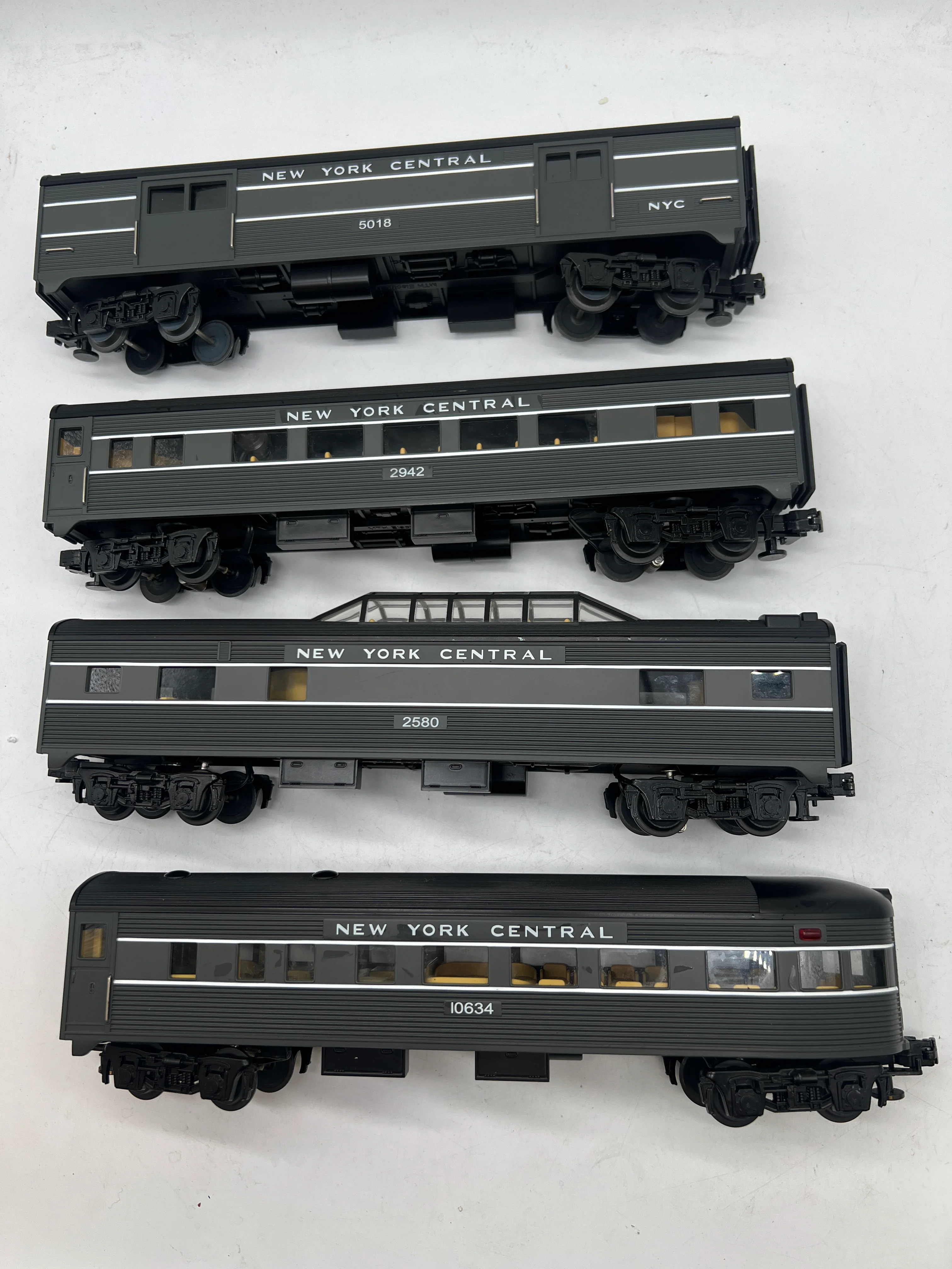 MTH 30-6080S Railking (Set of 4) New York Central Dark Gray Passenger Car set O Scale Like New