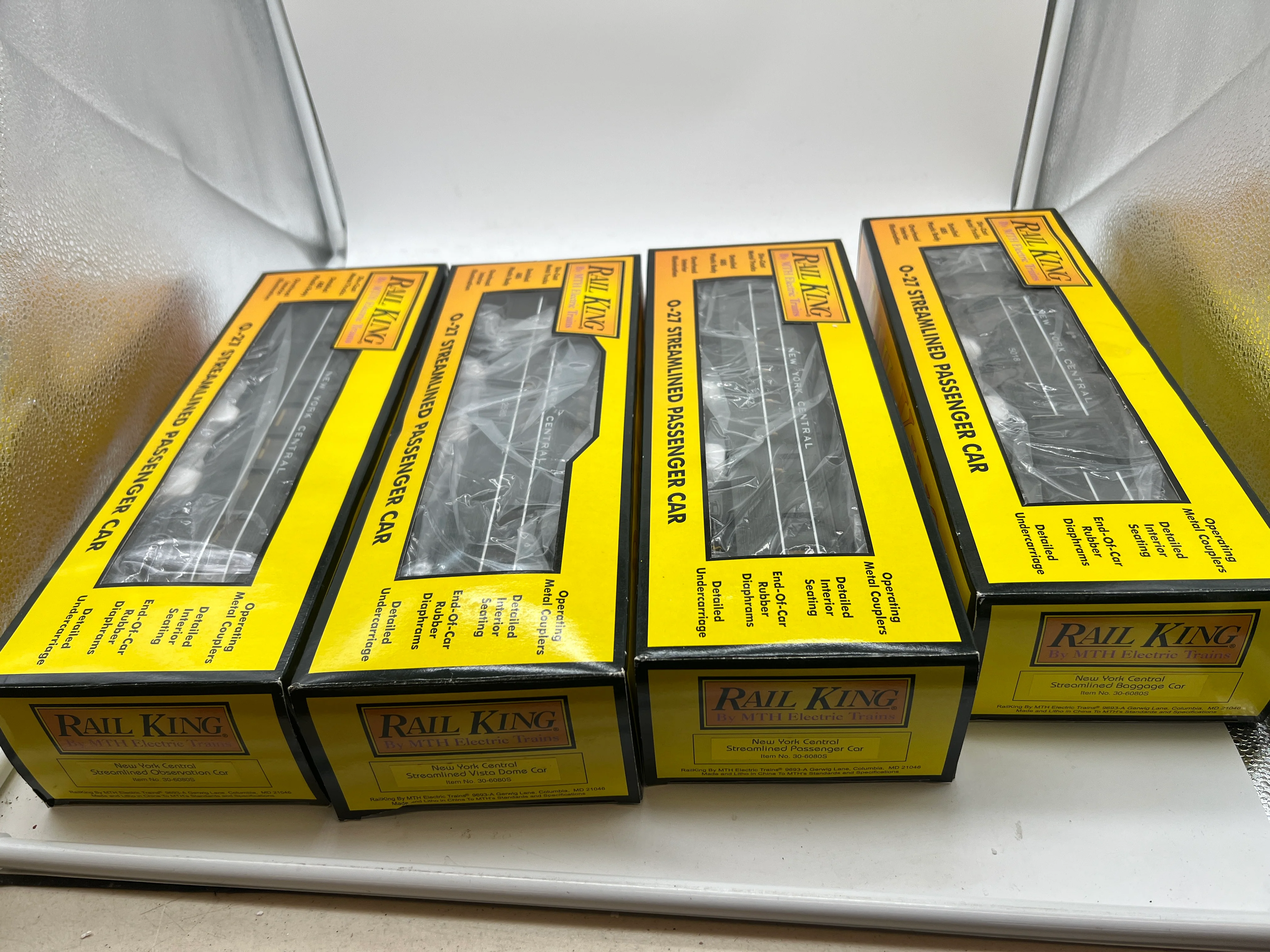 MTH 30-6080S Railking (Set of 4) New York Central Dark Gray Passenger Car set O Scale Like New - Image 7