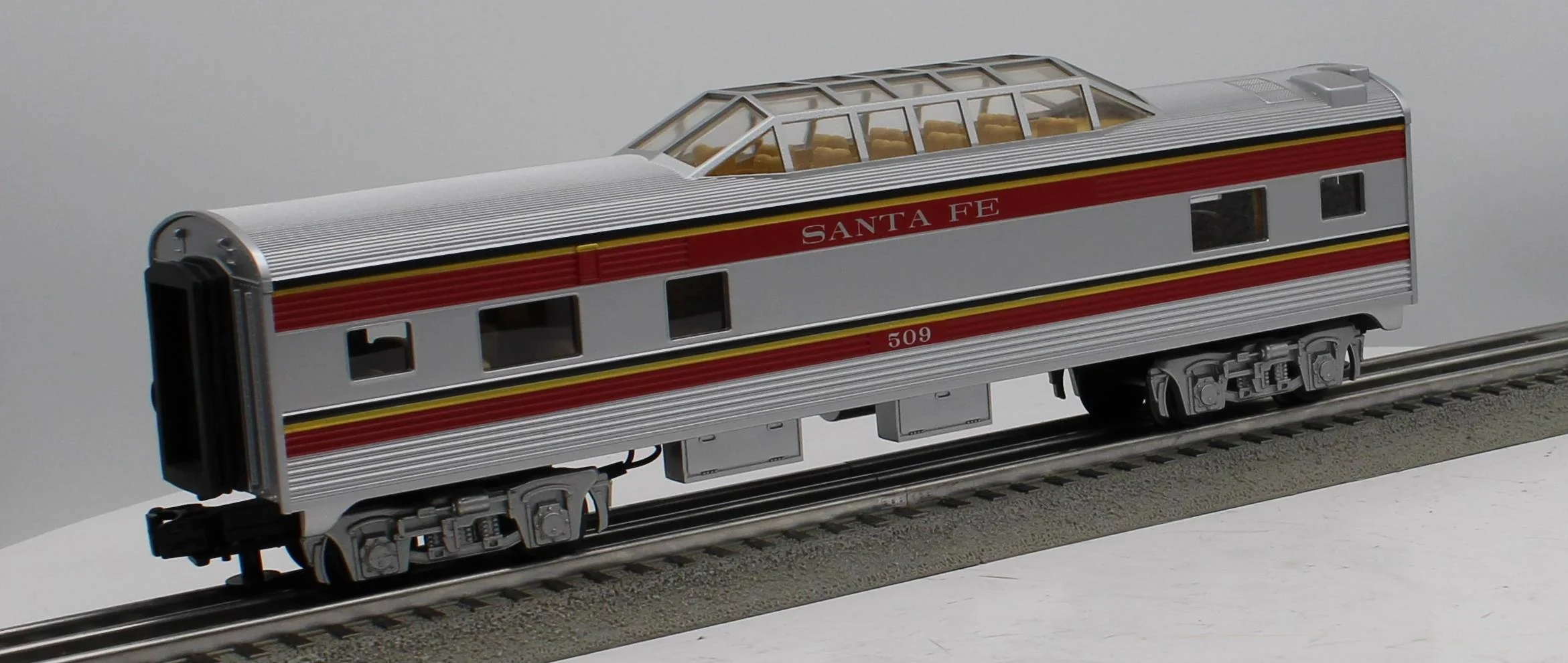 MTH 30-6121 SANTA FE O-27 Streamlined Vista Dome Car RailKing O Scale Used Excellent - Image 2