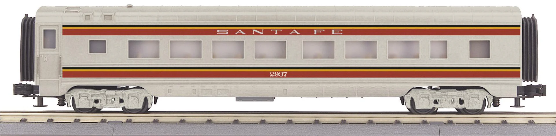 MTH 30-68240 Santa Fe 60' Streamlined 4 car Passenger Set with 30-68241 Sleeper / Diner, 30-68242 Coach Car AND 30-68243 Vista Dome Limited O Scale NEW - Image 3