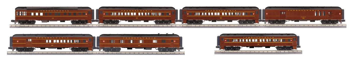 MTH 30-69379 Pennsylvania Railroad PRR 4 Car 60' Madison Passenger Set, 30-69380 2 car Madison Set AND 30-69381 Madison Coach Car (7 Cars) Limited O Scale NEW