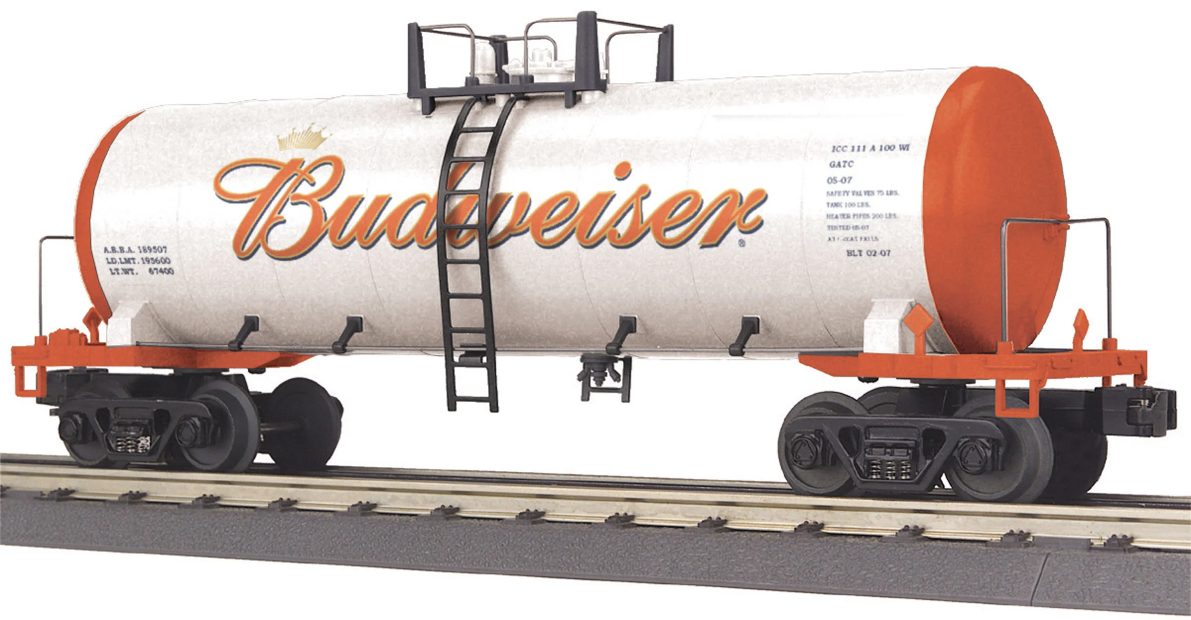 MTH Railking 30-73226 AB Budweiser Modern Tank Car #189507. O SCALE Like New - Image 4