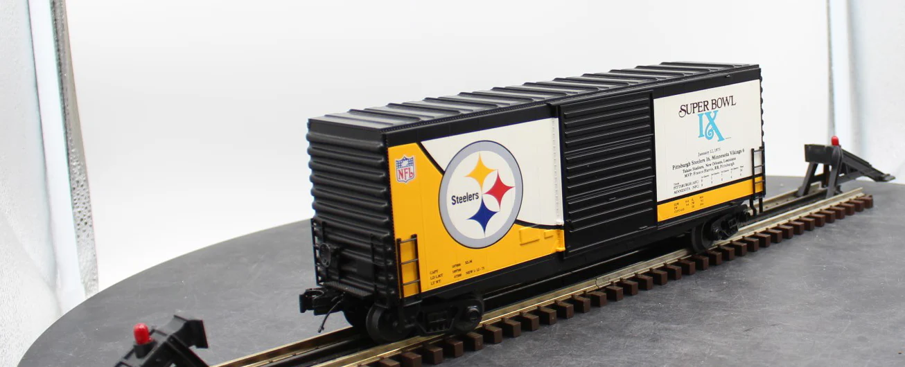 MTH 30-74362 NFL - Pittsburgh Steelers Super Bowl XL Champs 40' High Cube Box Car O SCALE Like New - Image 5