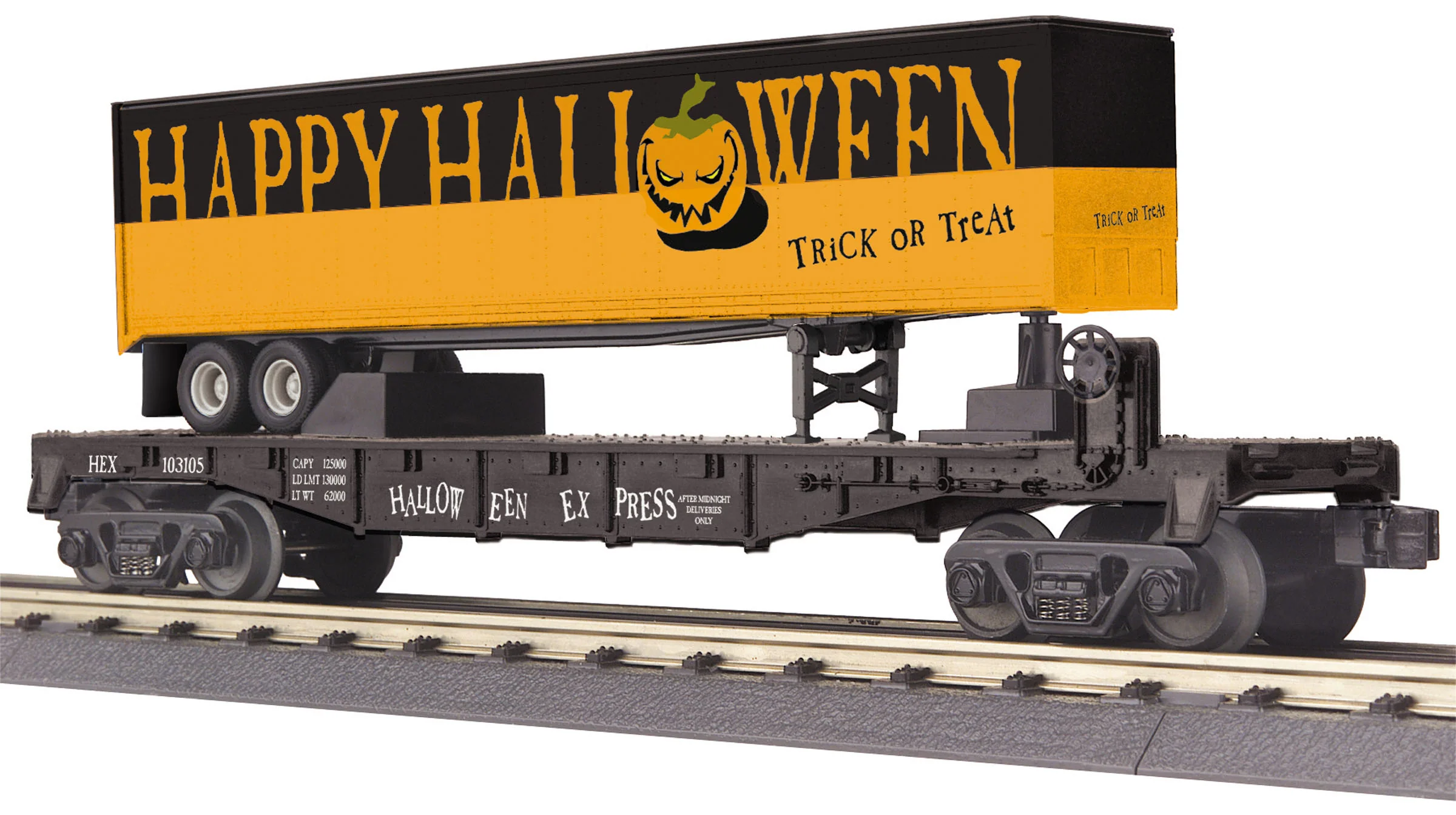 MTH Railking 30-76655 Halloween Flatcar w/ 40' Trailer O SCALE NEW