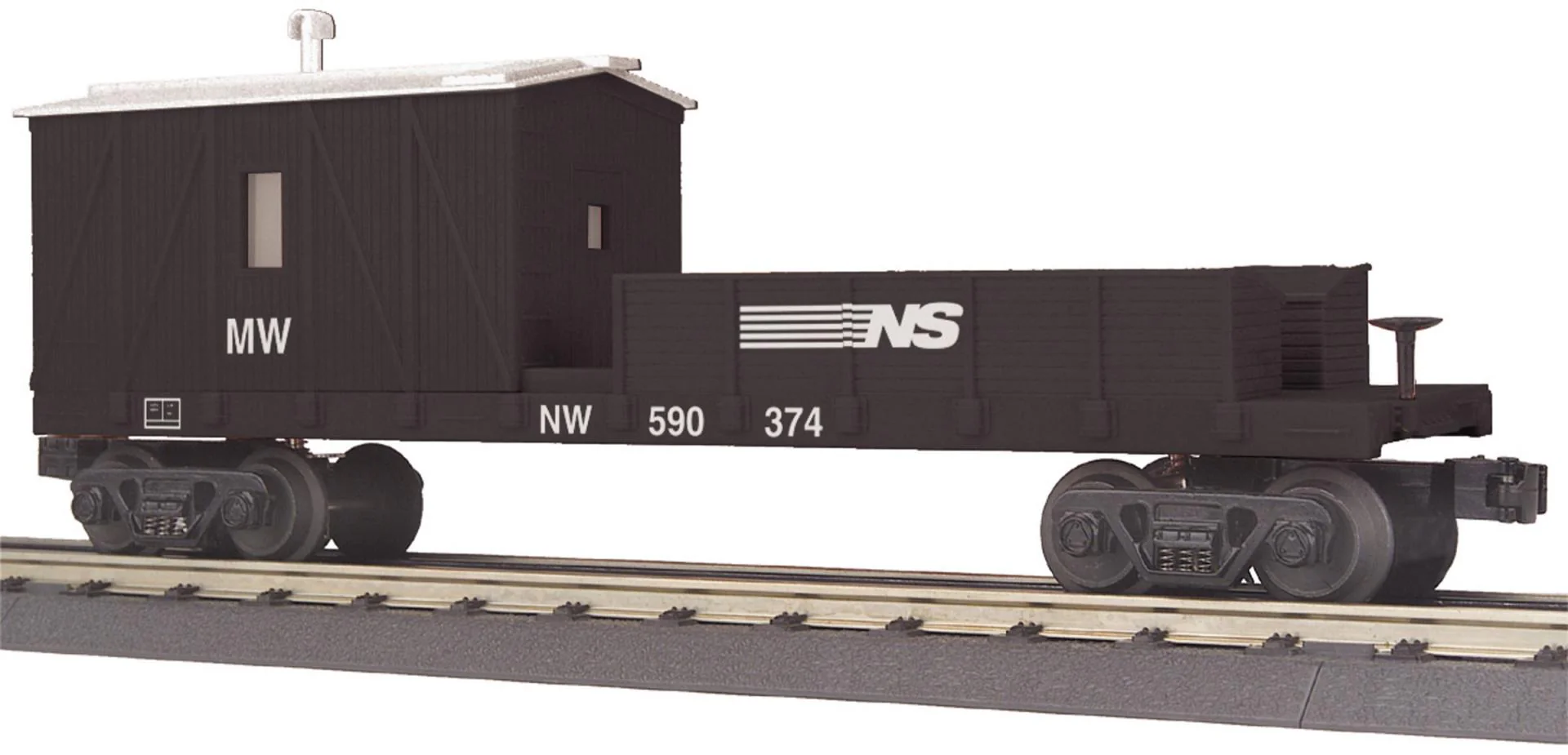 MTH 30-79346, 30-79350 Norfolk Southern Crane Car and Crane Tender Car (Set of 2) O Scale Like New - Image 2