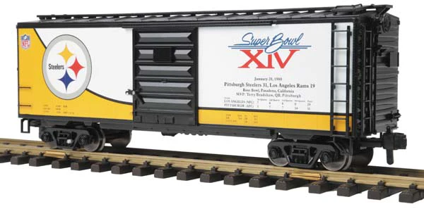 MTH 70-74075 Pittsburgh Steelers 40' Box Car - Super Bowl 14 G scale limited NEW