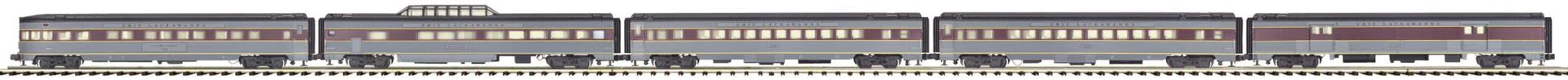 MTH Premier 20-6581 Erie Lackawanna 5-Car 70' Streamlined Passenger Set Ribbed Sided O SCALE Like New