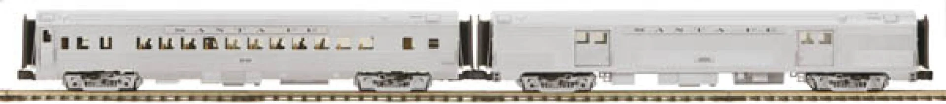 MTH Premier 20-69199 Santa Fe 2-Car 70' Streamlined Baggage/Coach Passenger Set Ribbed Sided O SCALE Like New