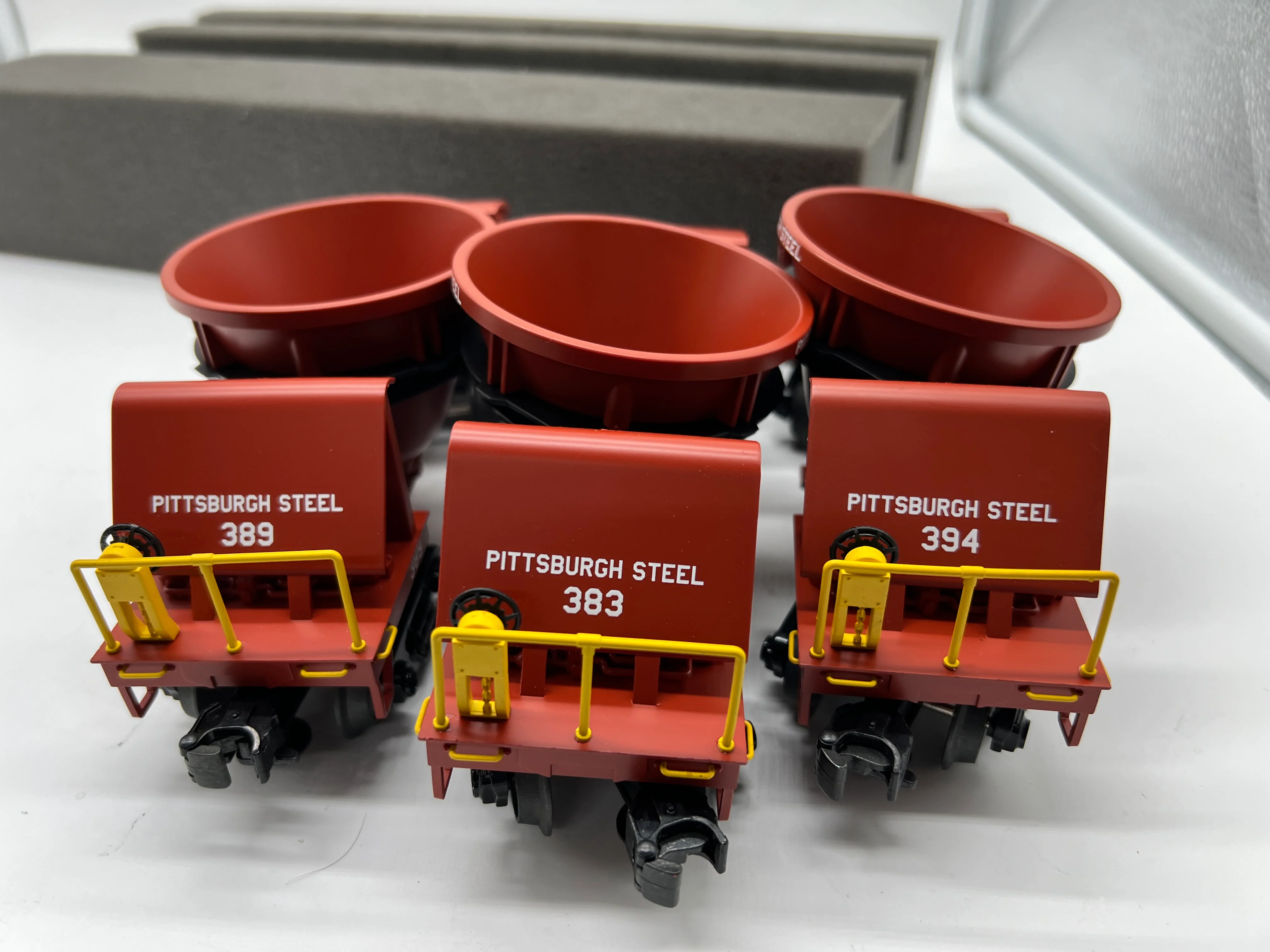 MTH Premier 20-90041 Pittsburgh Steel 3-Car Slag Car Set #383, #394, #389. O SCALE NEW - Image 7