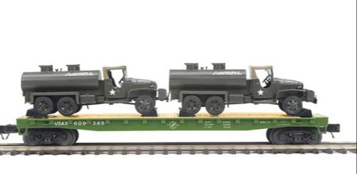 MTH Premier 20-92214E U.S. Army O Scale Premier Flat Car w/GMC 353 6x6 Tank Truck #609346 NEW