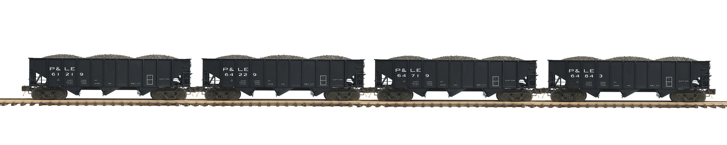 MTH Premier 20-92366 Pittsburgh & Lake Erie P&LE 4-Car 70-ton 3-Bay Hopper Set #61219 64229 64719 64843. O SCALE LIMITED NEW