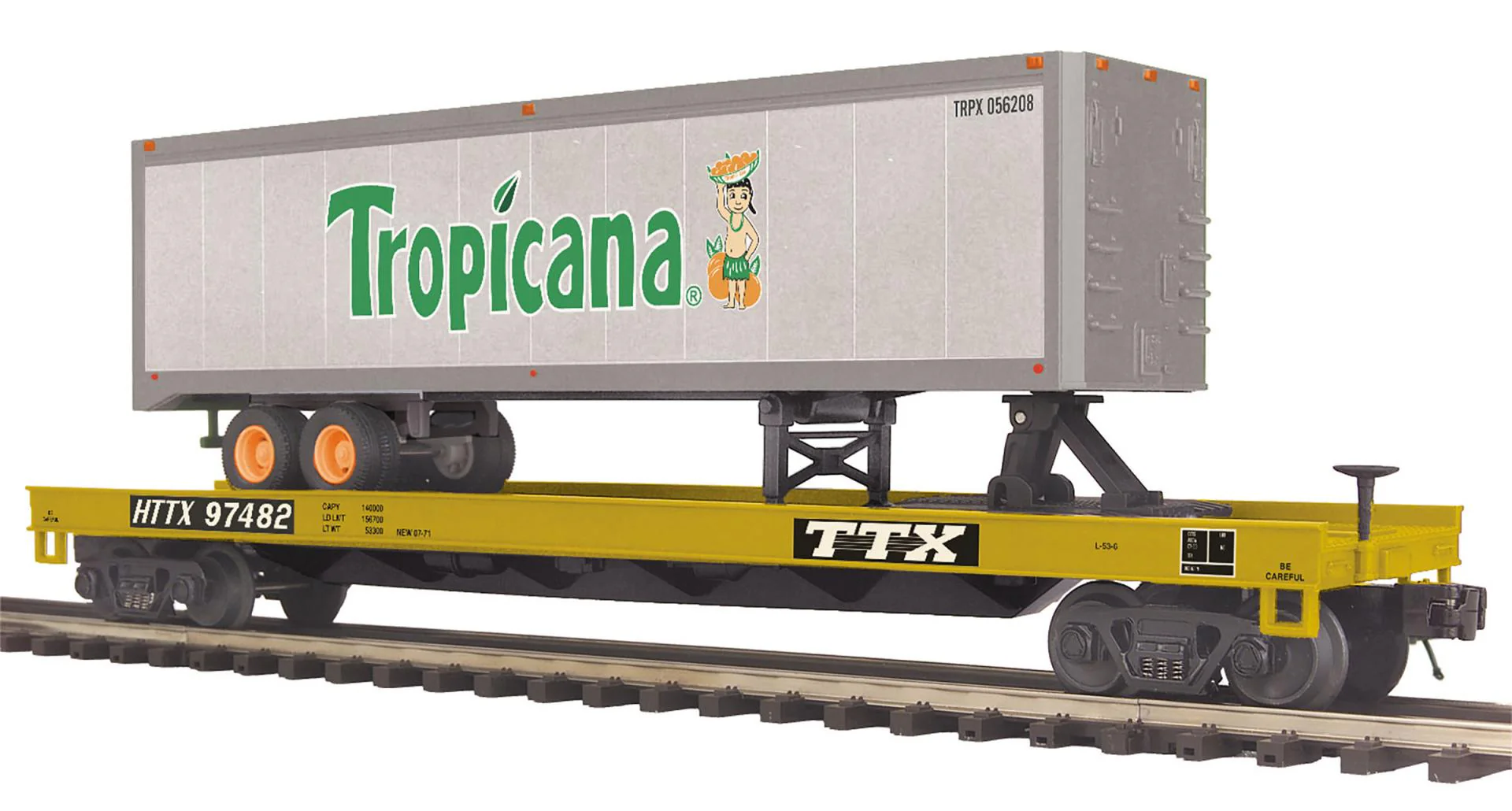 MTH Premier 20-95397 TTX Flat Car w/ 40' Tropicana Trailer Road #97482 O Scale NEW