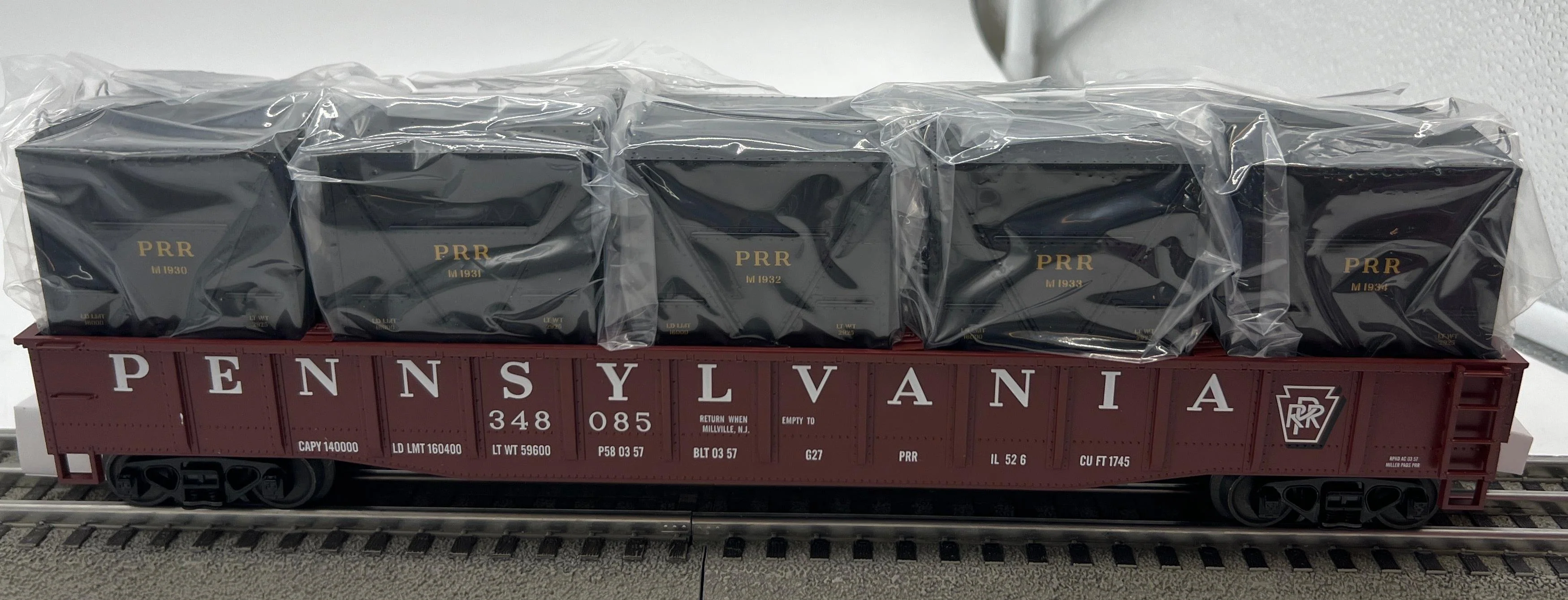 MTH Premier 20-95677 Pennsylvania PRR Gondola Car w/LCL Containers O SCALE Like New - Image 2