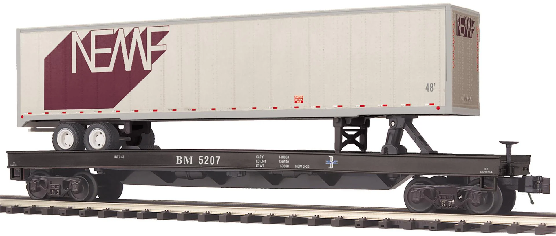 MTH Premier 20-95701 Boston & Maine B&M Premier Flat Car w/ 48 Trailer #5207 limited O SCALE NEW
