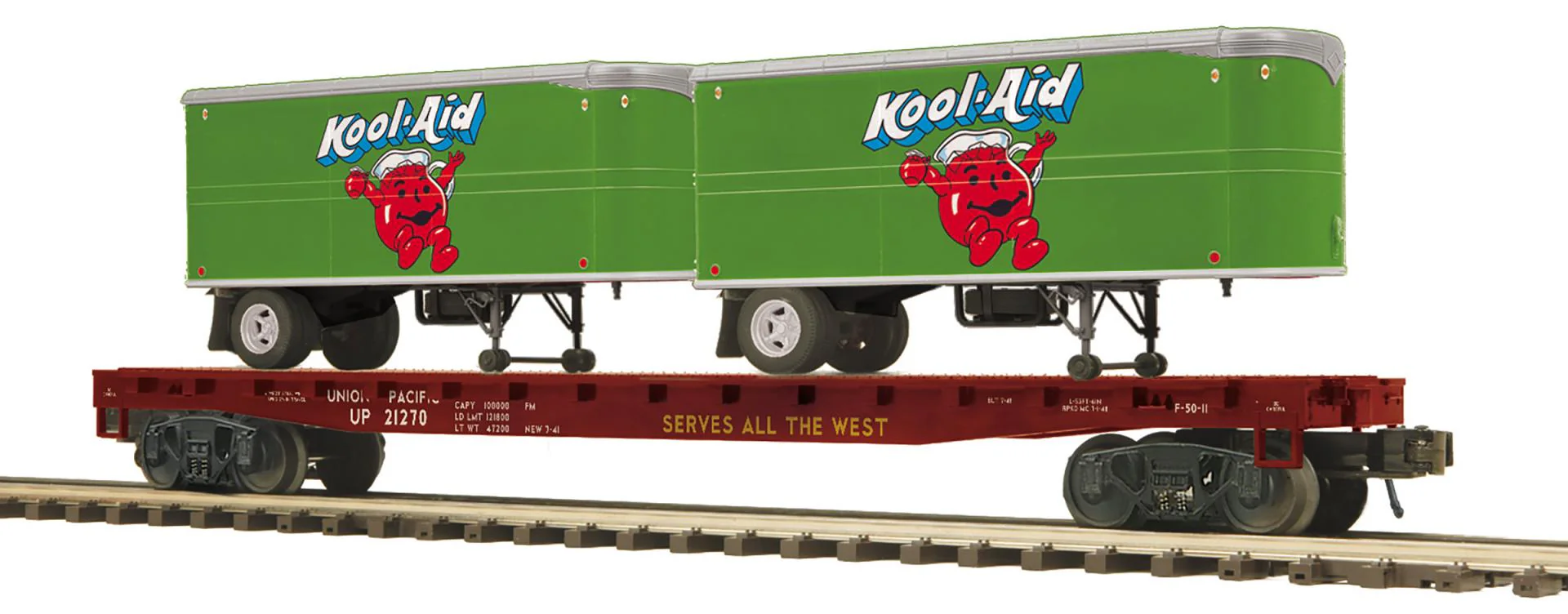MTH Premier 20-95715 Union Pacific UP Flat Car w/(2) Kool-Aid PUP Trailers #21270 O Scale limited NEW
