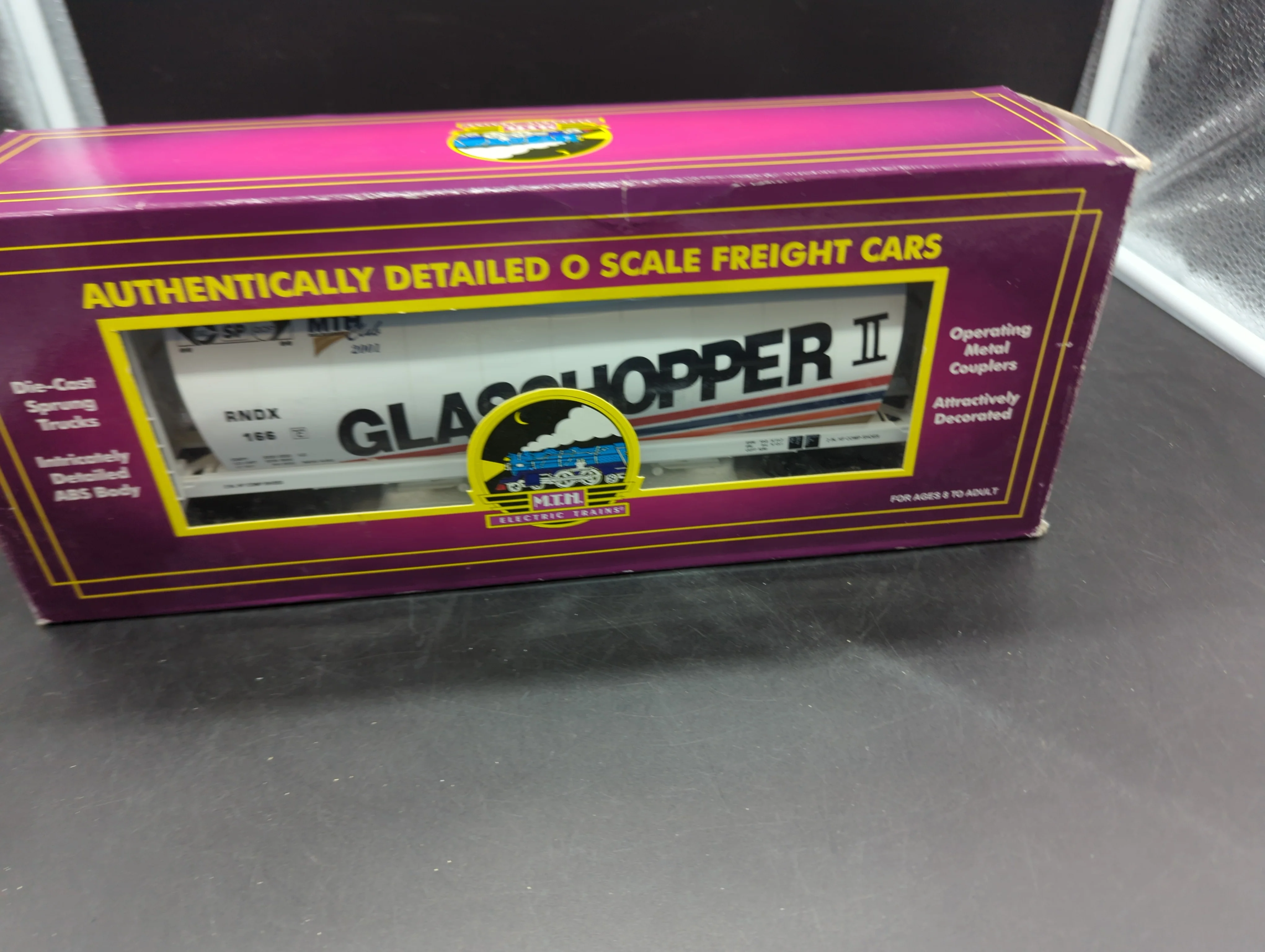 MTH Premier 20-97442 Glasshopper 3-Bay Cylindrical Hopper Car 166 - Glasshopper II #MTHRRC. O SCALE Like New - Image 7