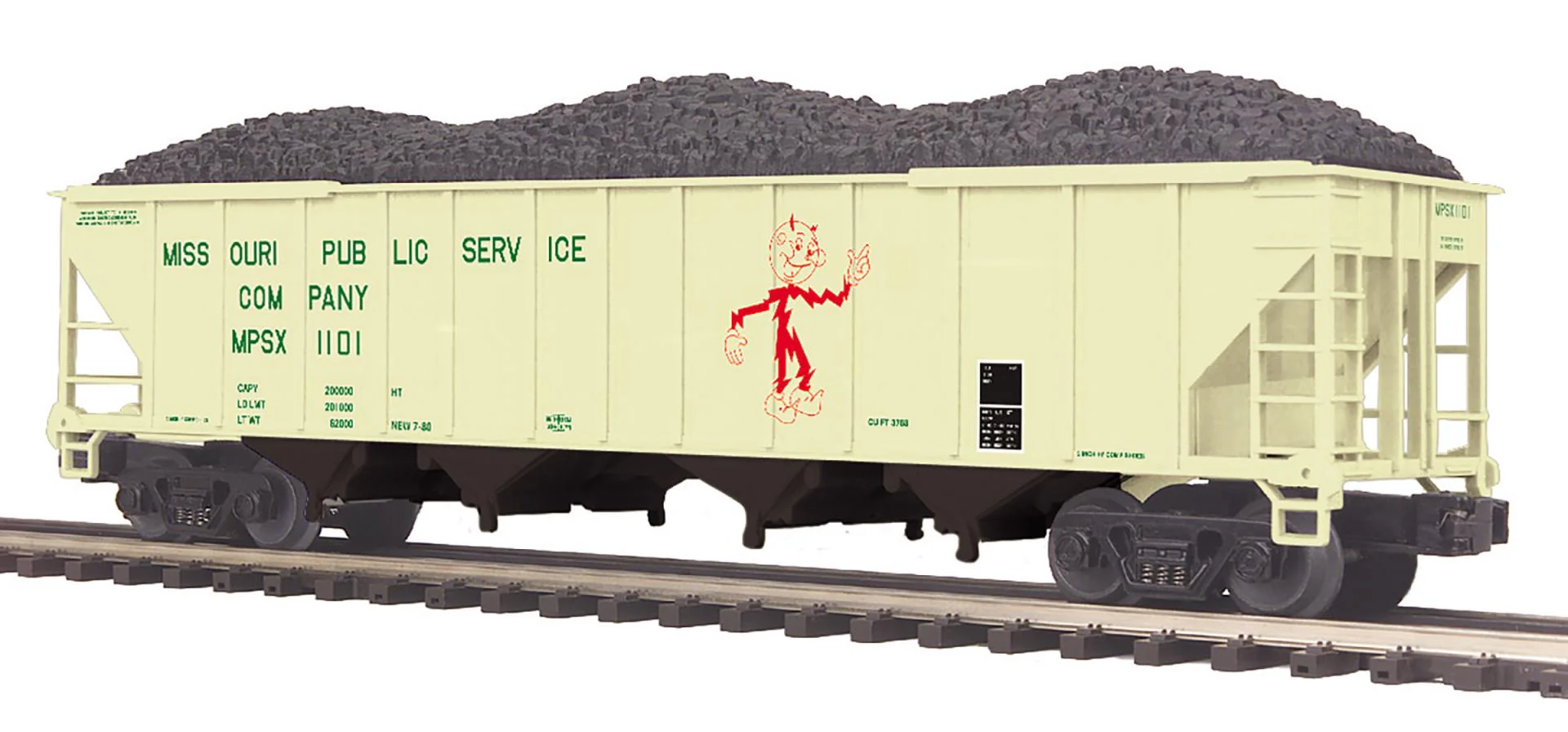 MTH Premier 20-97902 Missouri Public Service 4-Bay Hopper Car O Scale Road #1101 Like New