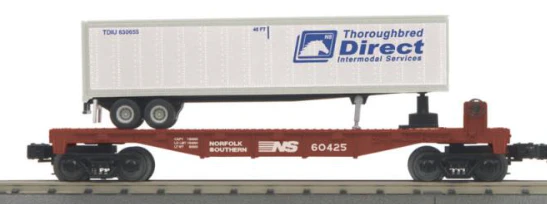 MTH Railking 30-7076A Norfolk Southern NS Flat Car w/ Trailer O Scale NEW