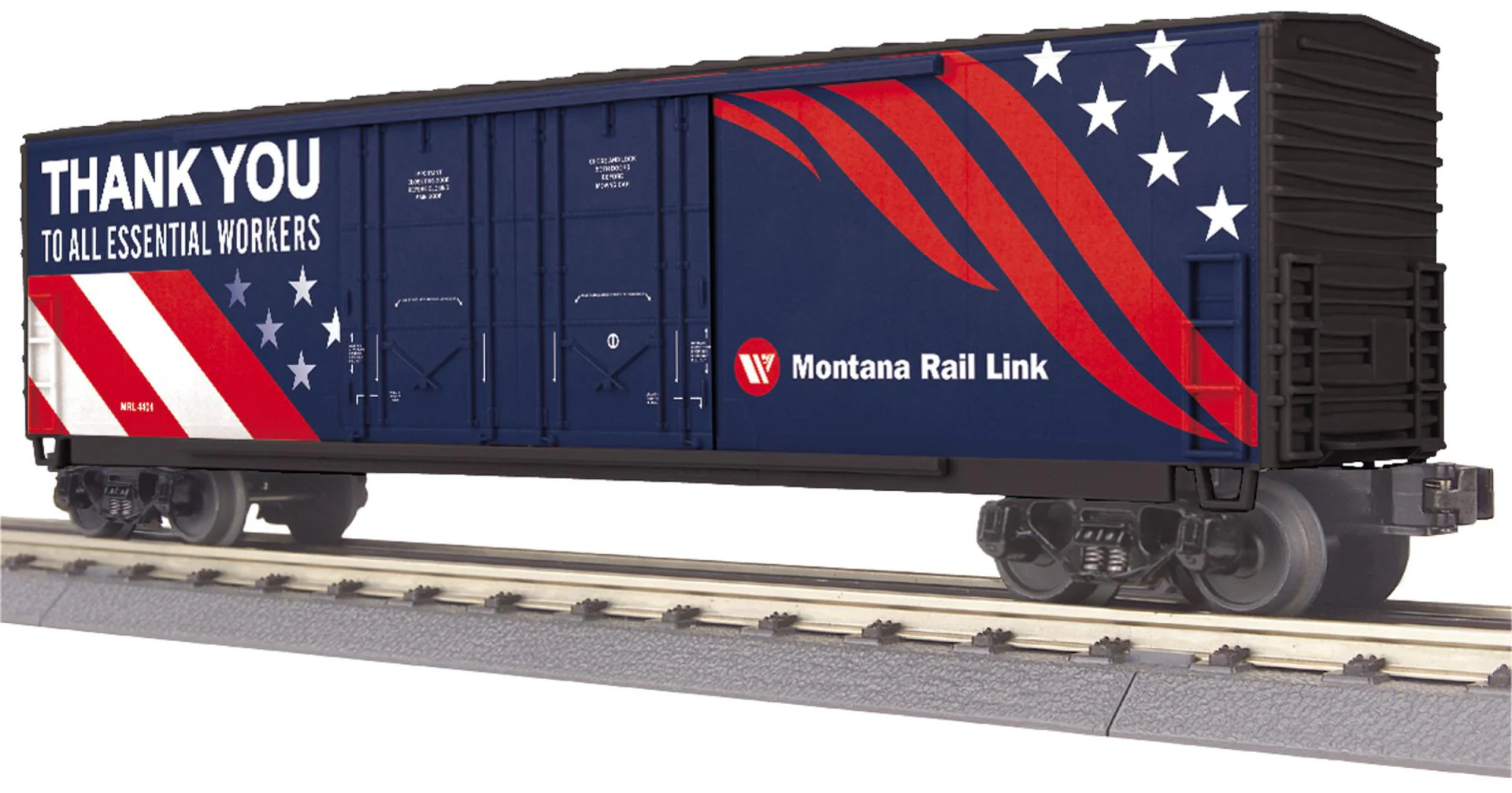 MTH Railking 30-71047 Montana Rail Link Essential Workers 50 Double Door Plugged Boxcar O SCALE NEW