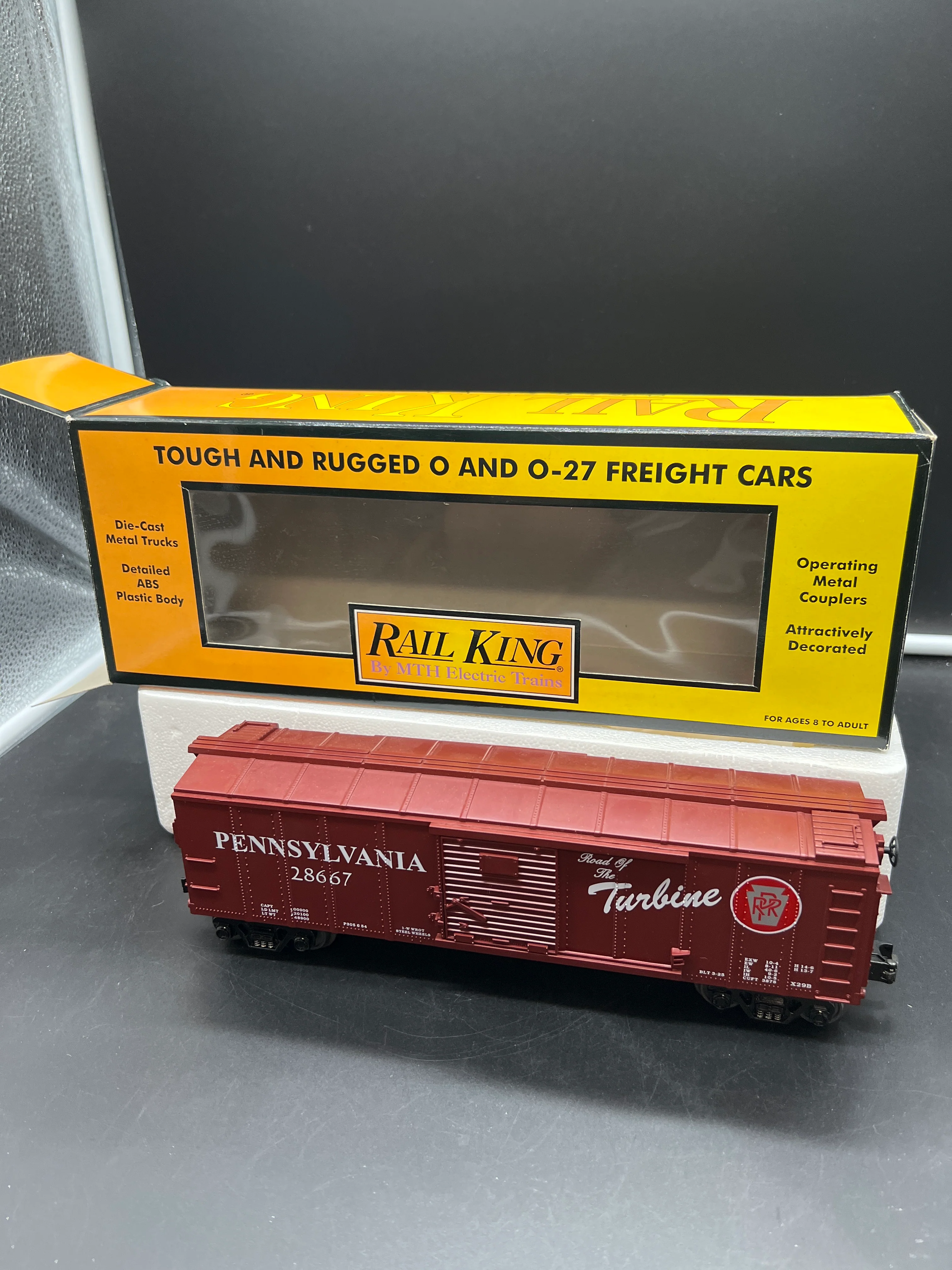 MTH Railking 30-7437 Pennsylvania Box Car - PRR "Route of the Turbine" O SCALE Used Excellent - Image 2