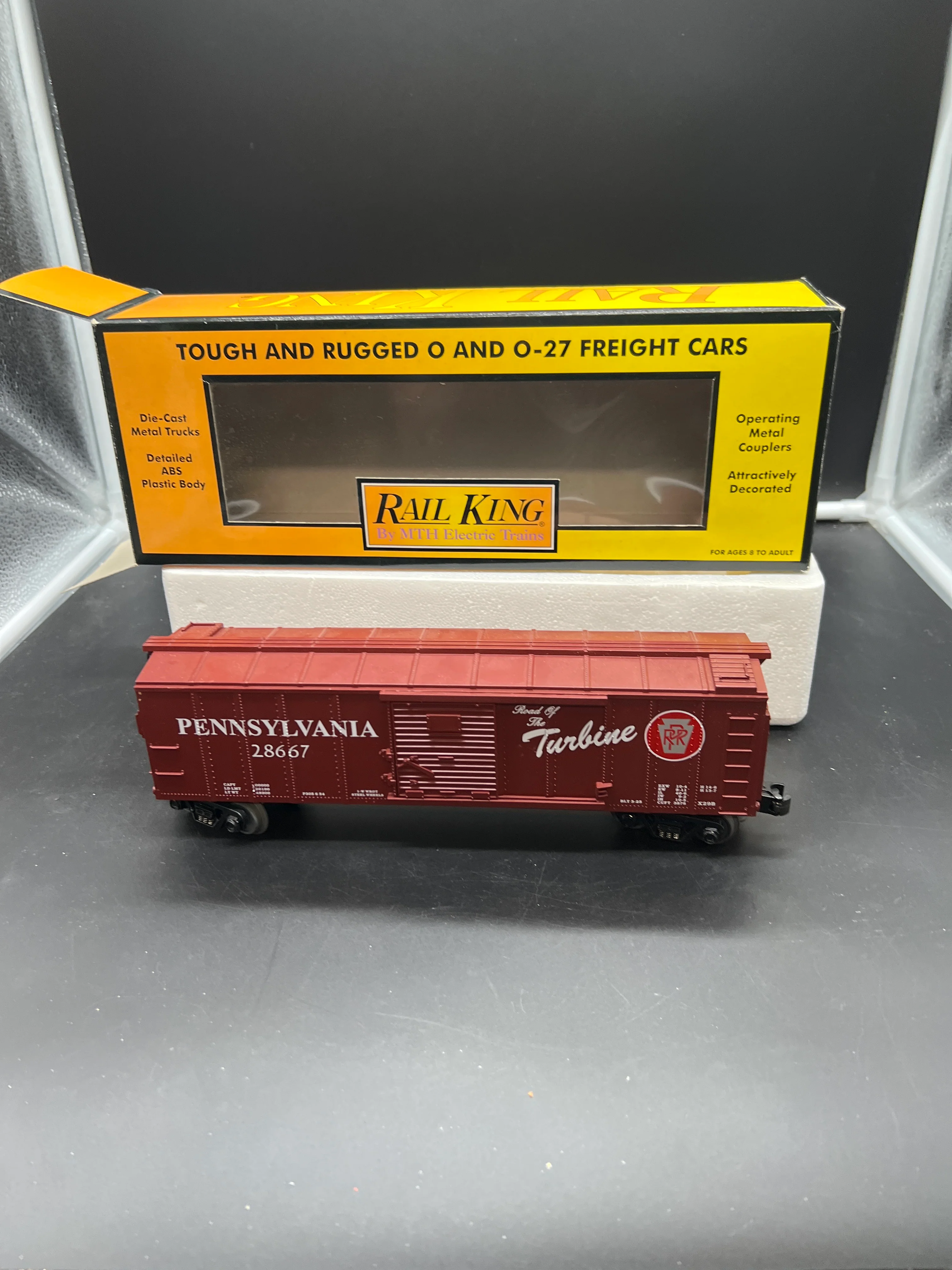 MTH Railking 30-7437 Pennsylvania Box Car - PRR "Route of the Turbine" O SCALE Used Excellent - Image 3