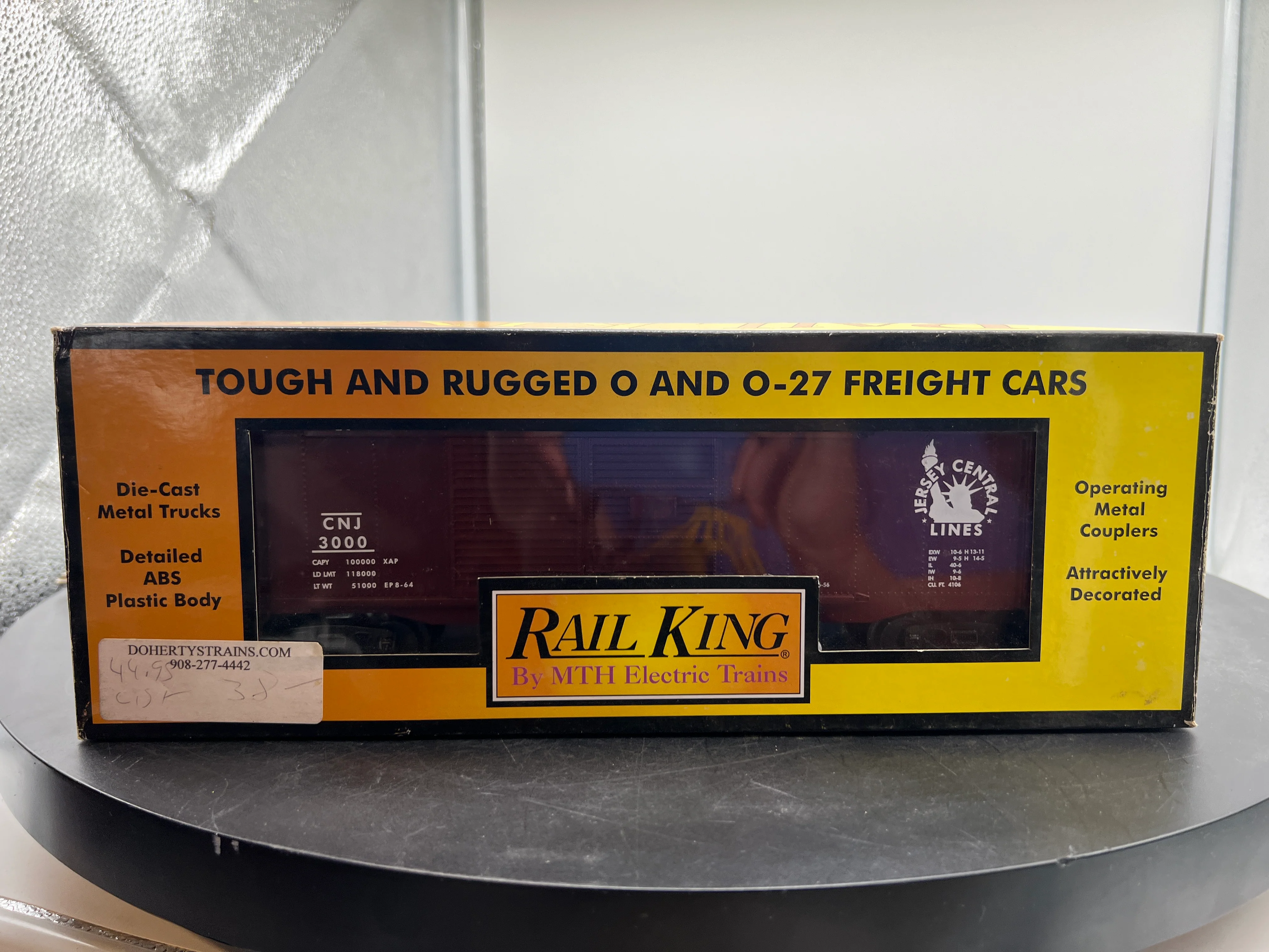 MTH Railking 30-74591 Jersey Central 40' Double Door Box Car O SCALE Like New Damaged Box - Image 4