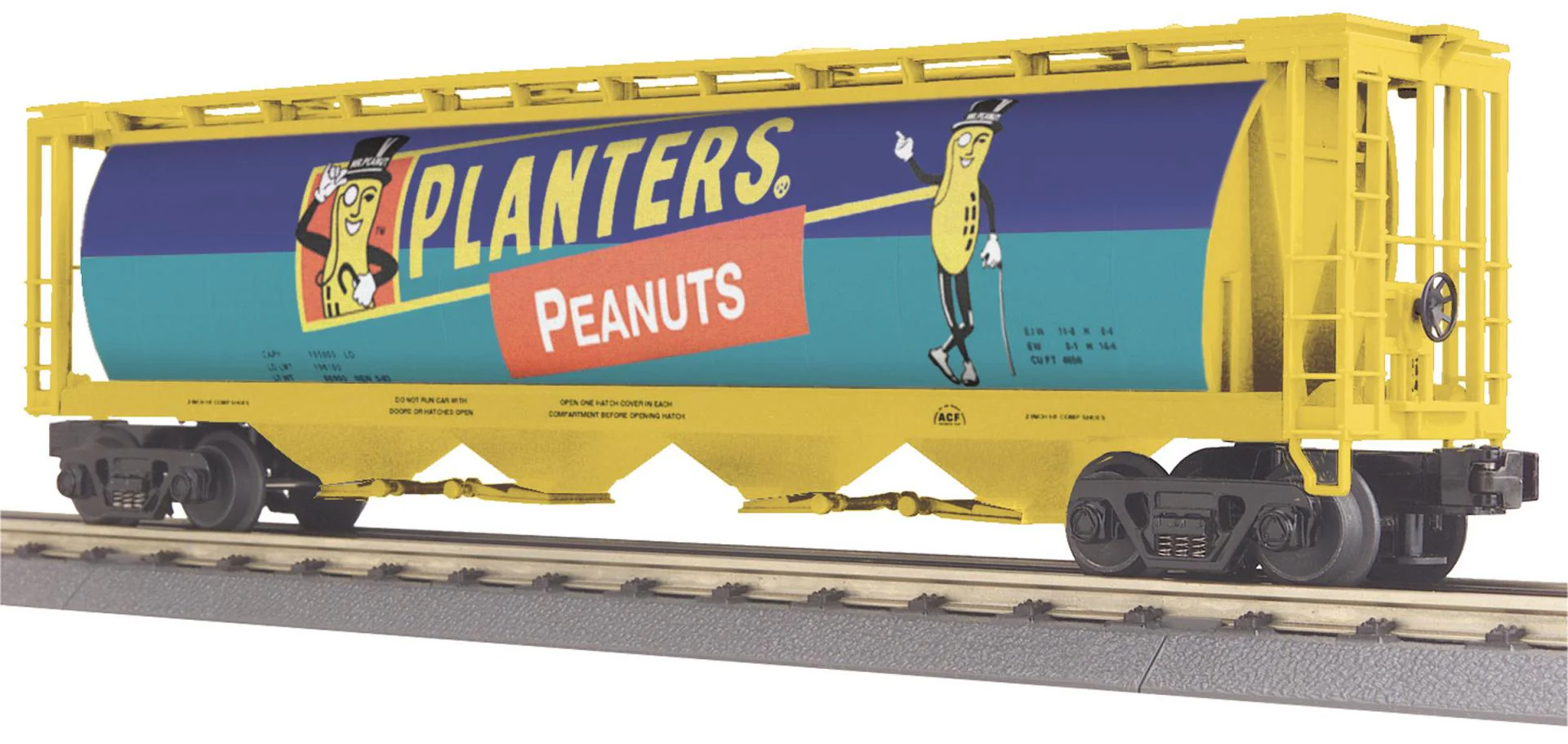 MTH Railking 30-75114 Planters Peanuts RailKing 4-Bay Cylindrical Hopper Car Like New