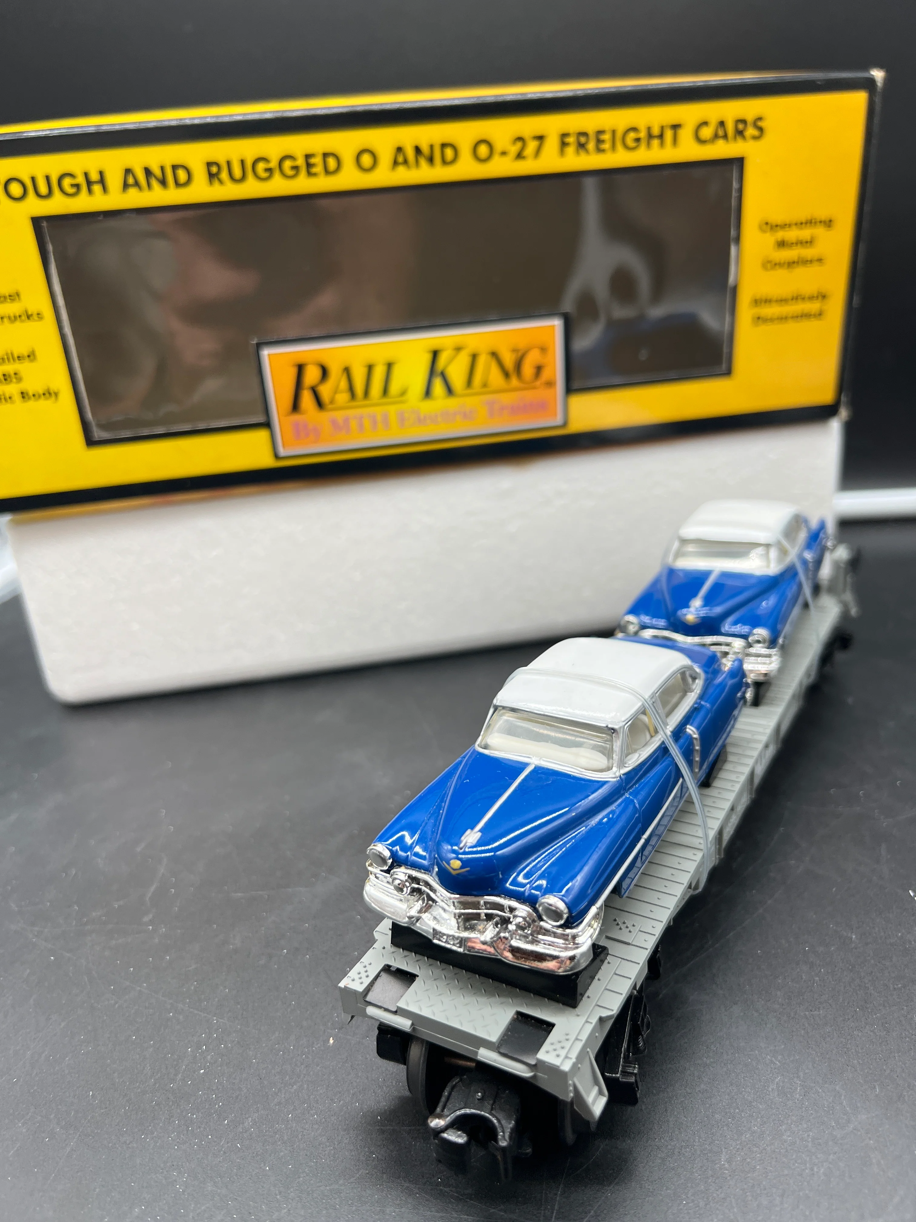 MTH Railking 30-7607L MTH Lines flatcar with convertible O SCALE Like New - Image 3