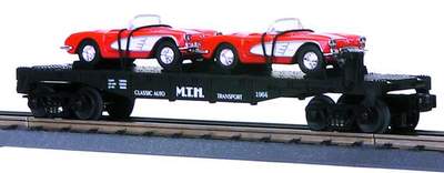 MTH Railking 30-7624 Auto Transport Flat Car - MTH Auto w/Ertl '64 Vettes #1964. O SCALE NEW - Image 6