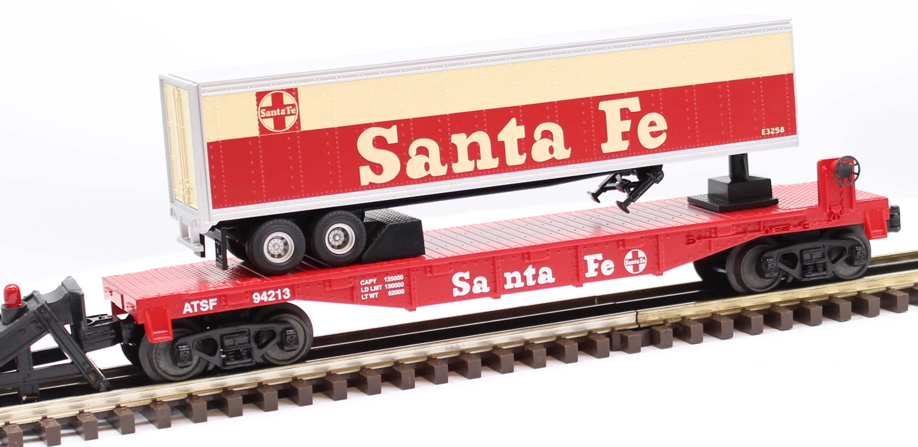 MTH Railking 30-76494 Santa Fe RailKing Flat Car w/40' Trailer O SCALE Used Excellent - Image 6