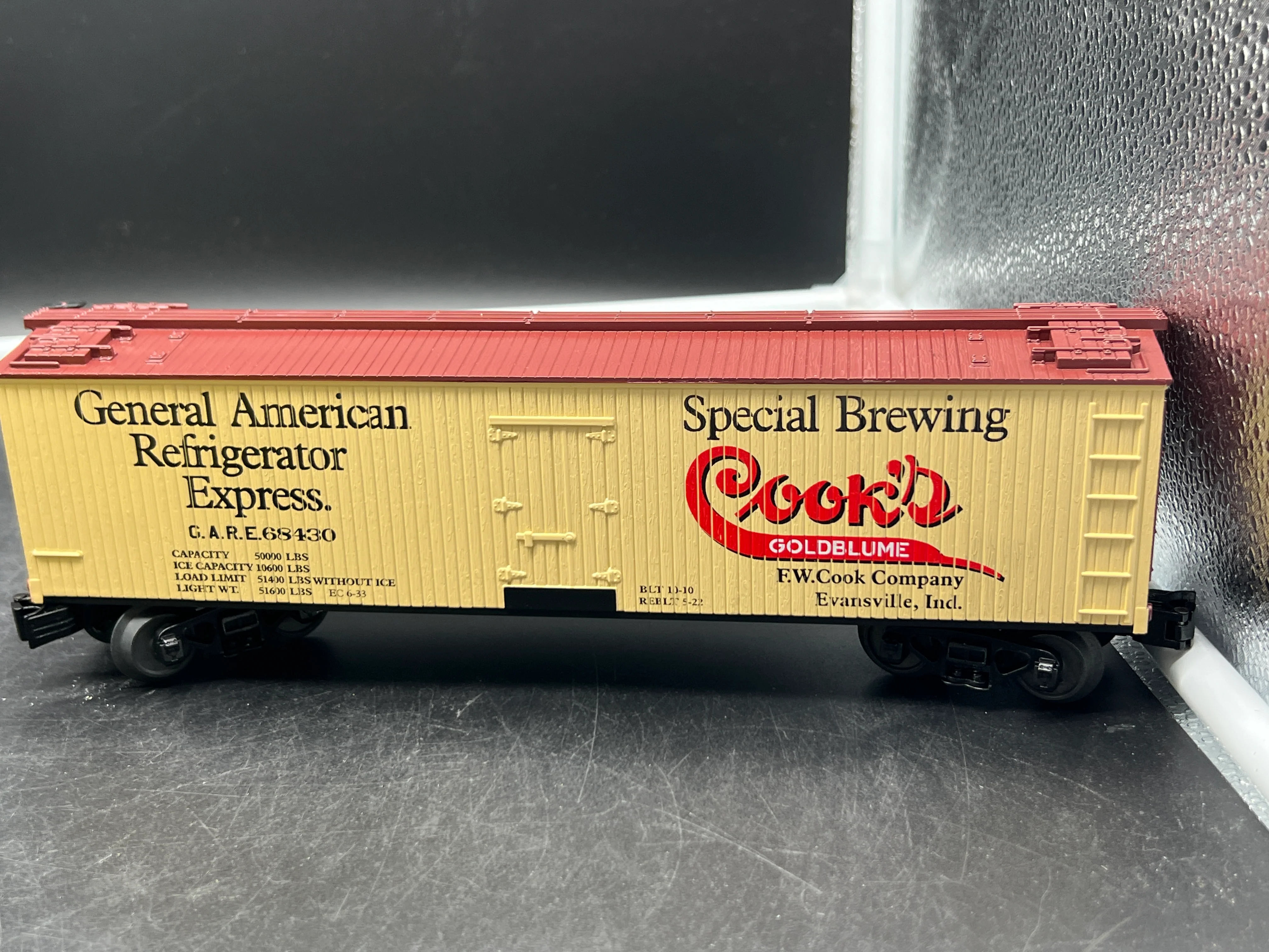 MTH Railking 30-78108 Cook's Goldblume Reefer Car Evansville IN #68430. O SCALE NEW - Image 4