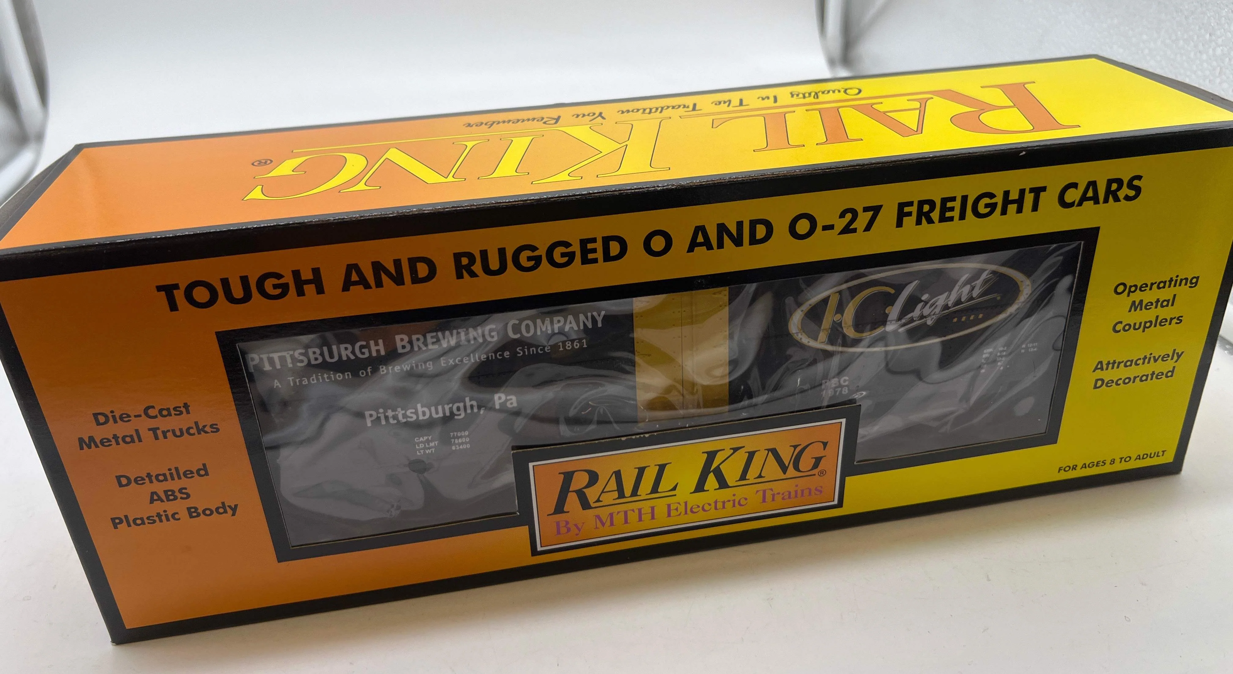 MTH Railking 30-7832 Iron City Beer 3 Reefer Car - Pittsburgh Brewing CO  Black   MIC   O SCALE NEW - Image 2