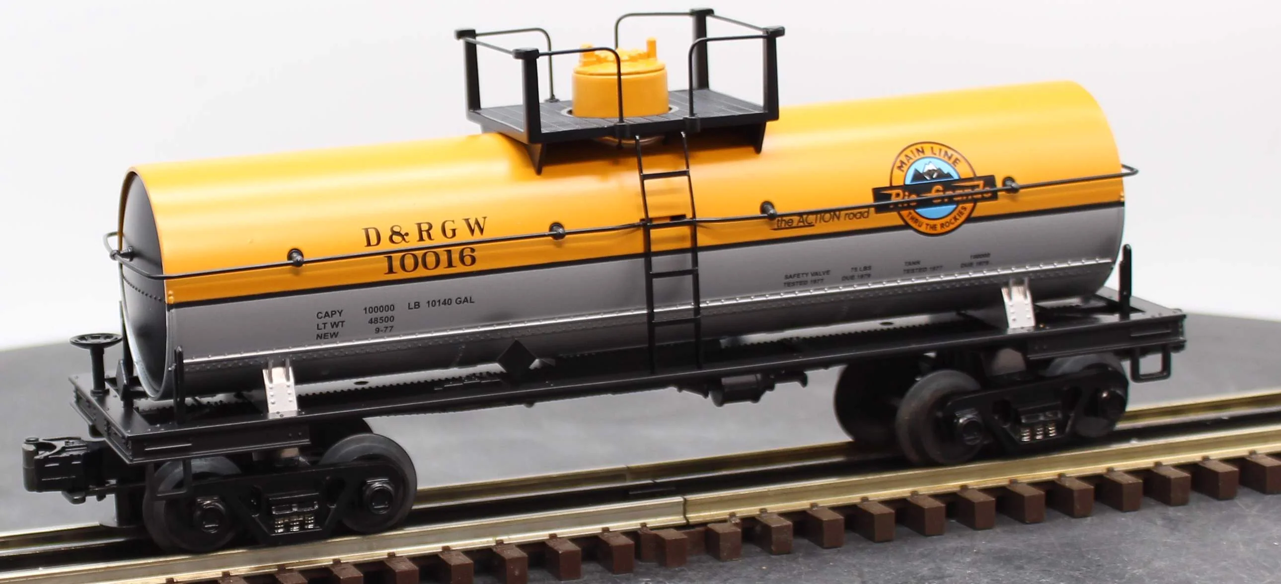 MTH Railking 30-8102 Denver & Rio Grande Die-Cast Tank Car Silver/Orange O SCALE NEW - Image 4