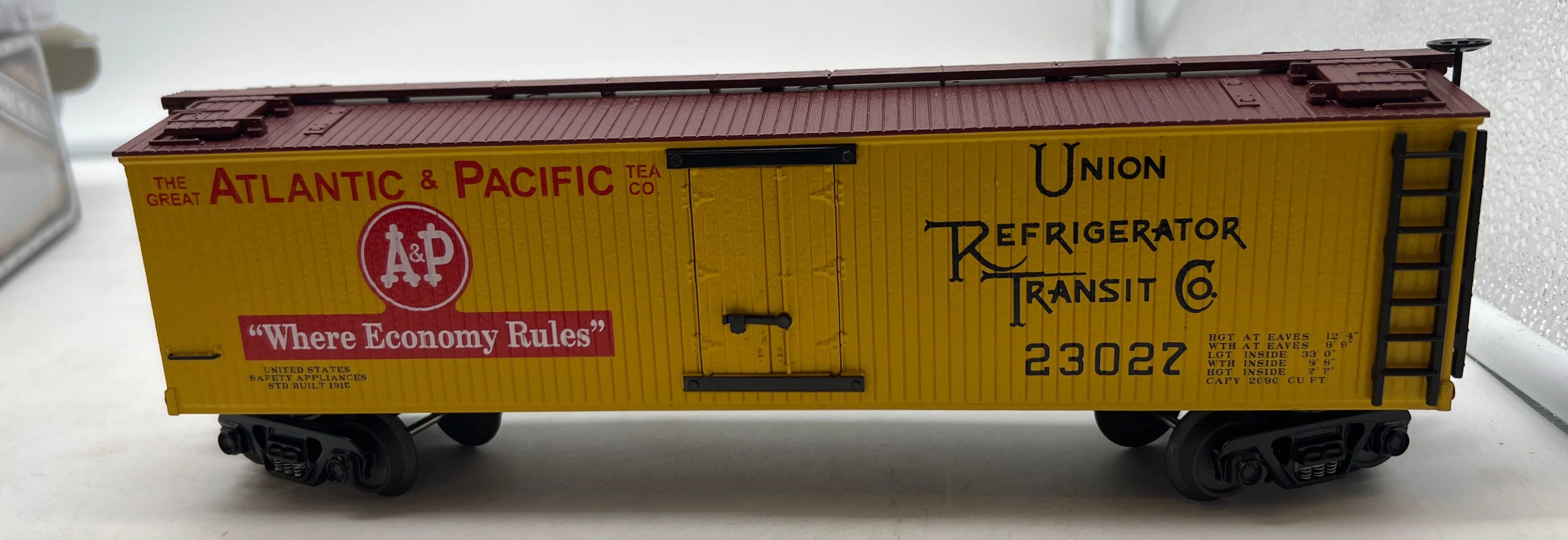 MTH Railking 30-8606 A&P Die-Cast Reefer Car A&P No. 23027 O Scale Like New - Image 3