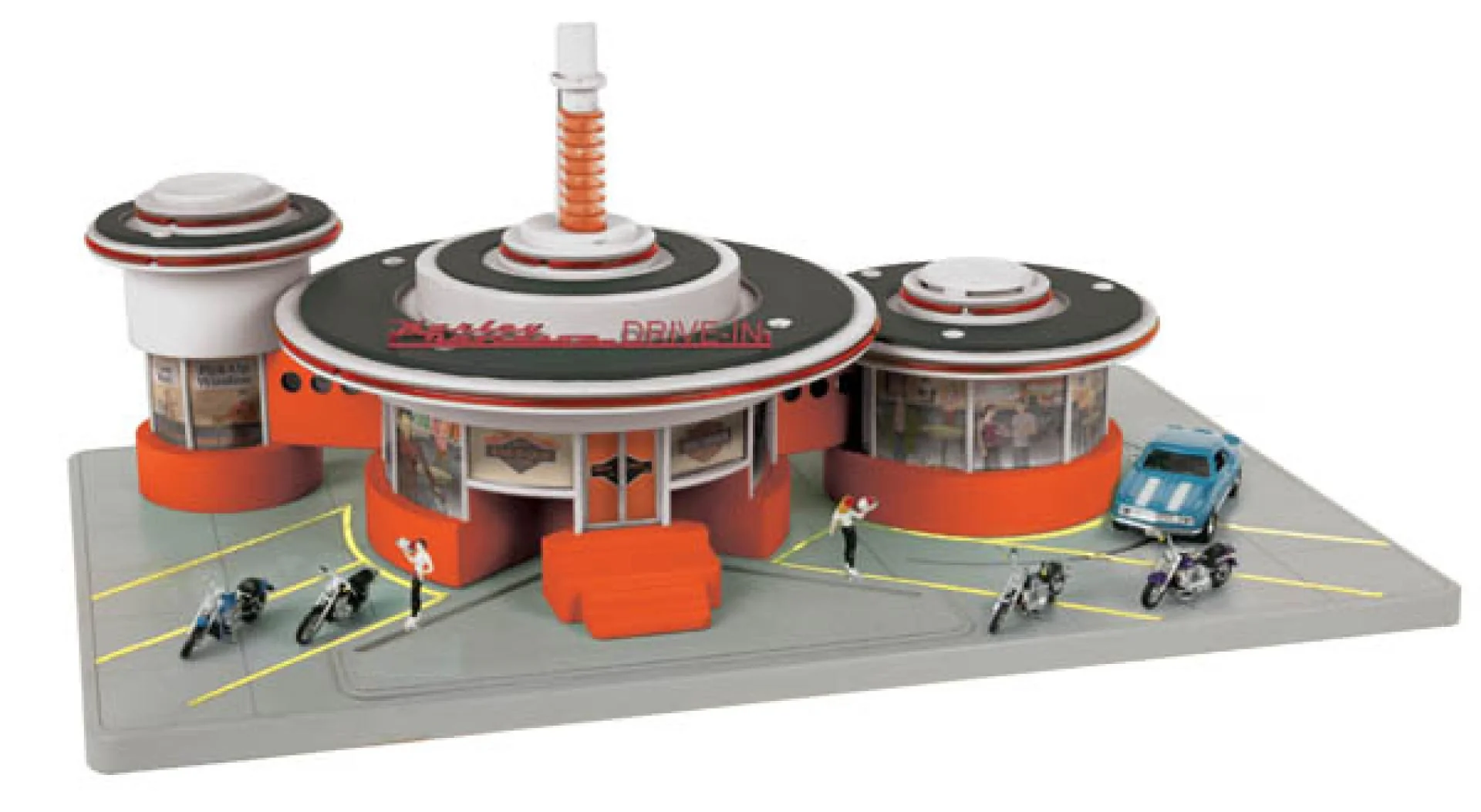 MTH Railking 30-9170 Harley-Davidson Operating Drive-In Diner O Scale NEW