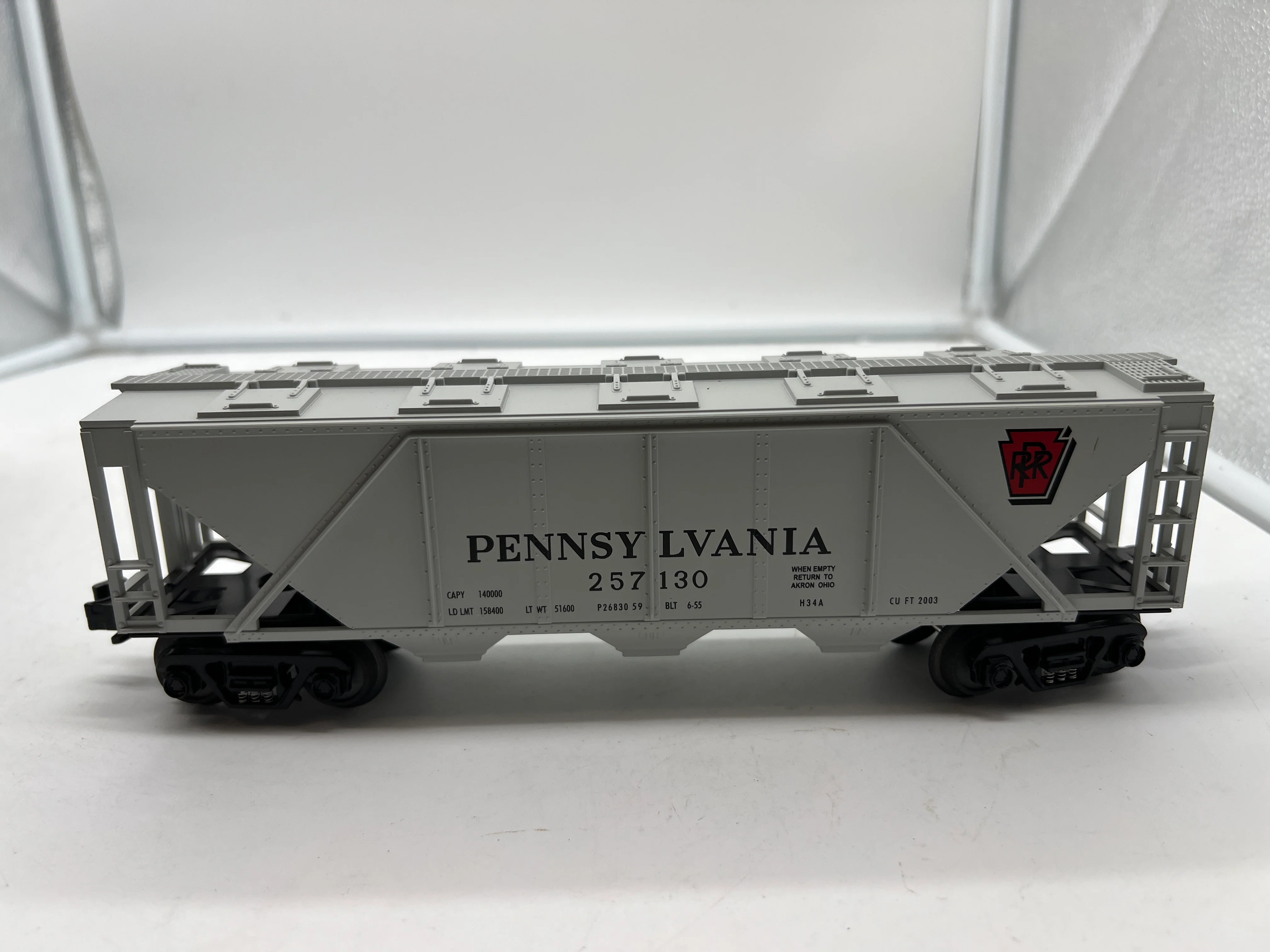 MTH Rugged Rails 33-7501 Pennsylvania Covered Hopper Car #257130. O SCALE LIKE NEW - Image 2