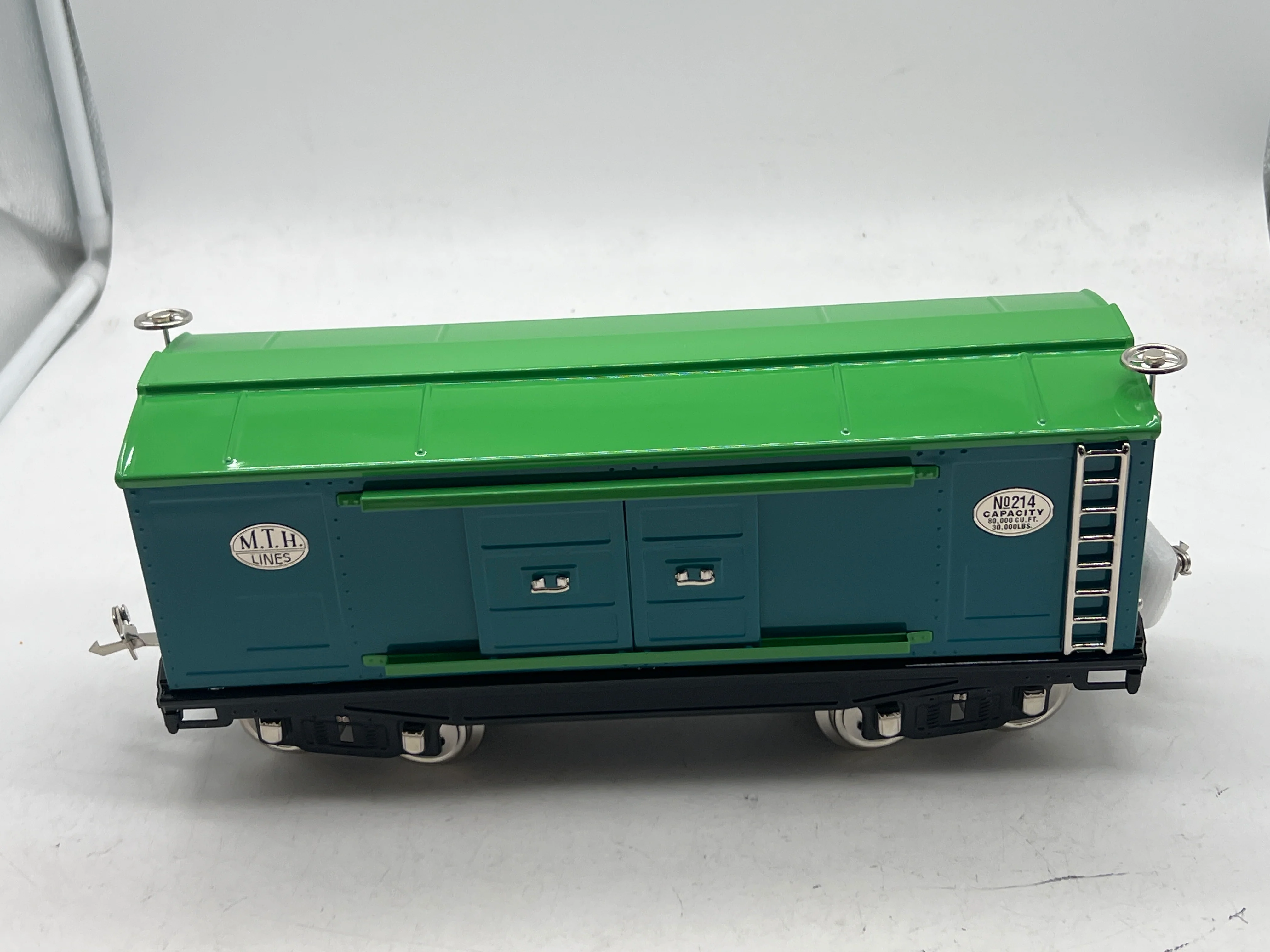 MTH Tinplate 10-2039 200 Series Std. Gauge Box Car - Blue & Light Green Rare STANDARD GAUGE Like New - Image 2