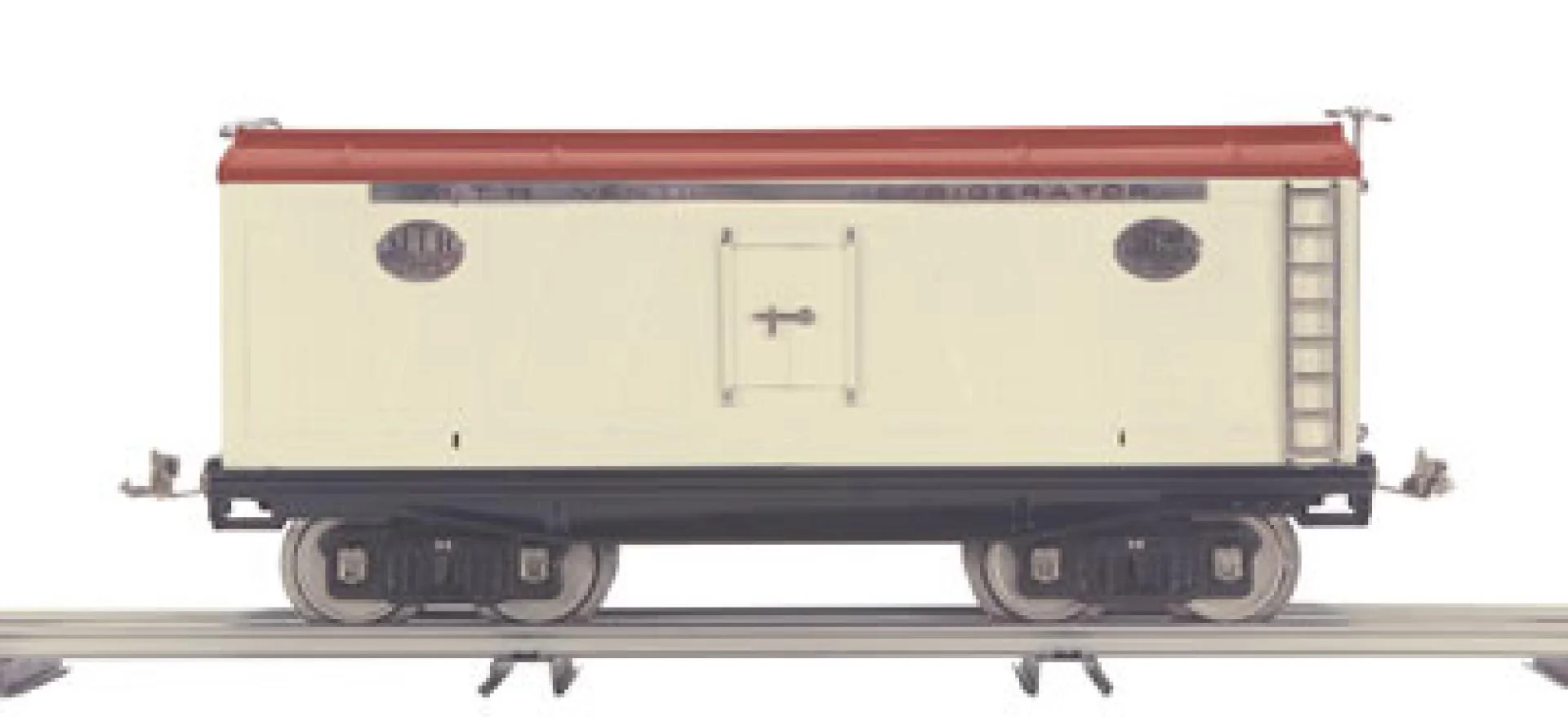 MTH Tinplate 10-2048 200 Series Std. Gauge Reefer Car - Ivory & Red STANDARD GAUGE Like New