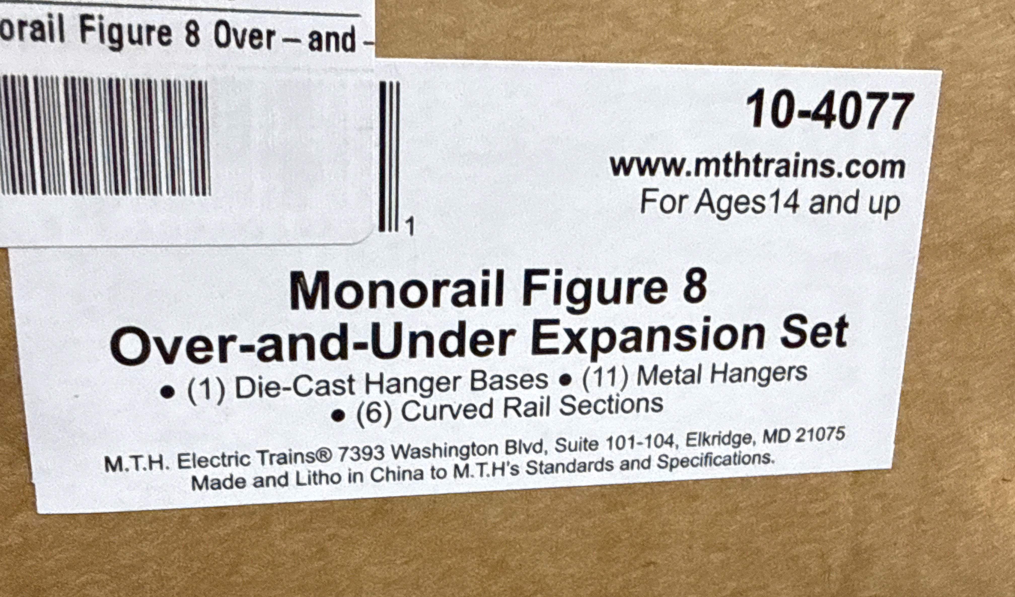 MTH Tinplate 10-4077 Monorail Figure 8 Over-and-Under Expansion Set limited O SCALE NEW - Image 3